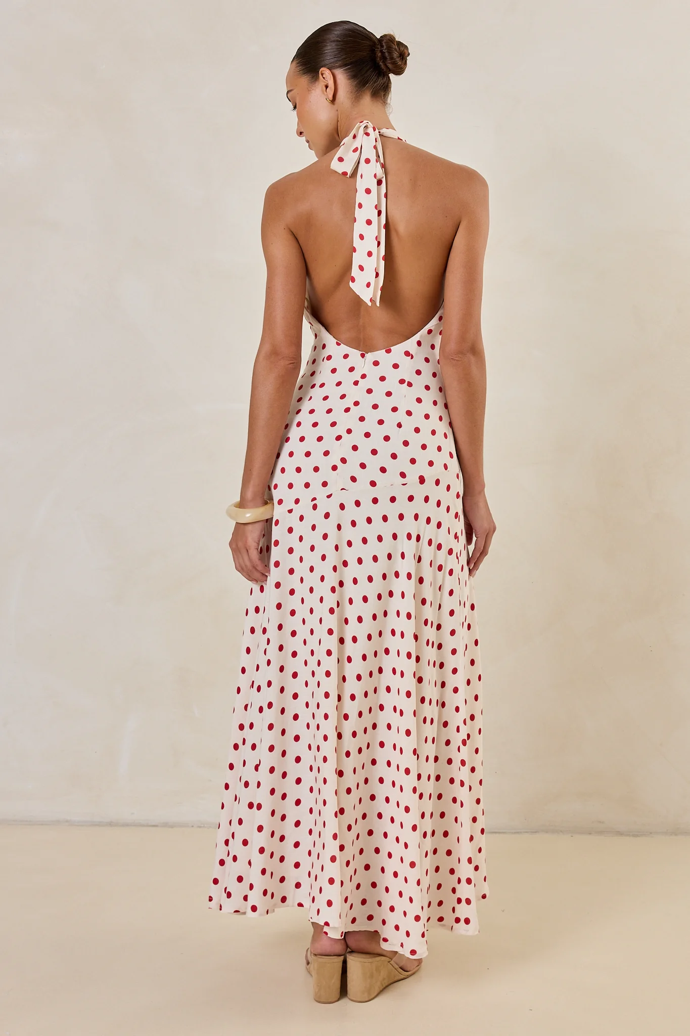 Amelie Halter Maxi Dress (Cream/Red Polka) - Image 9