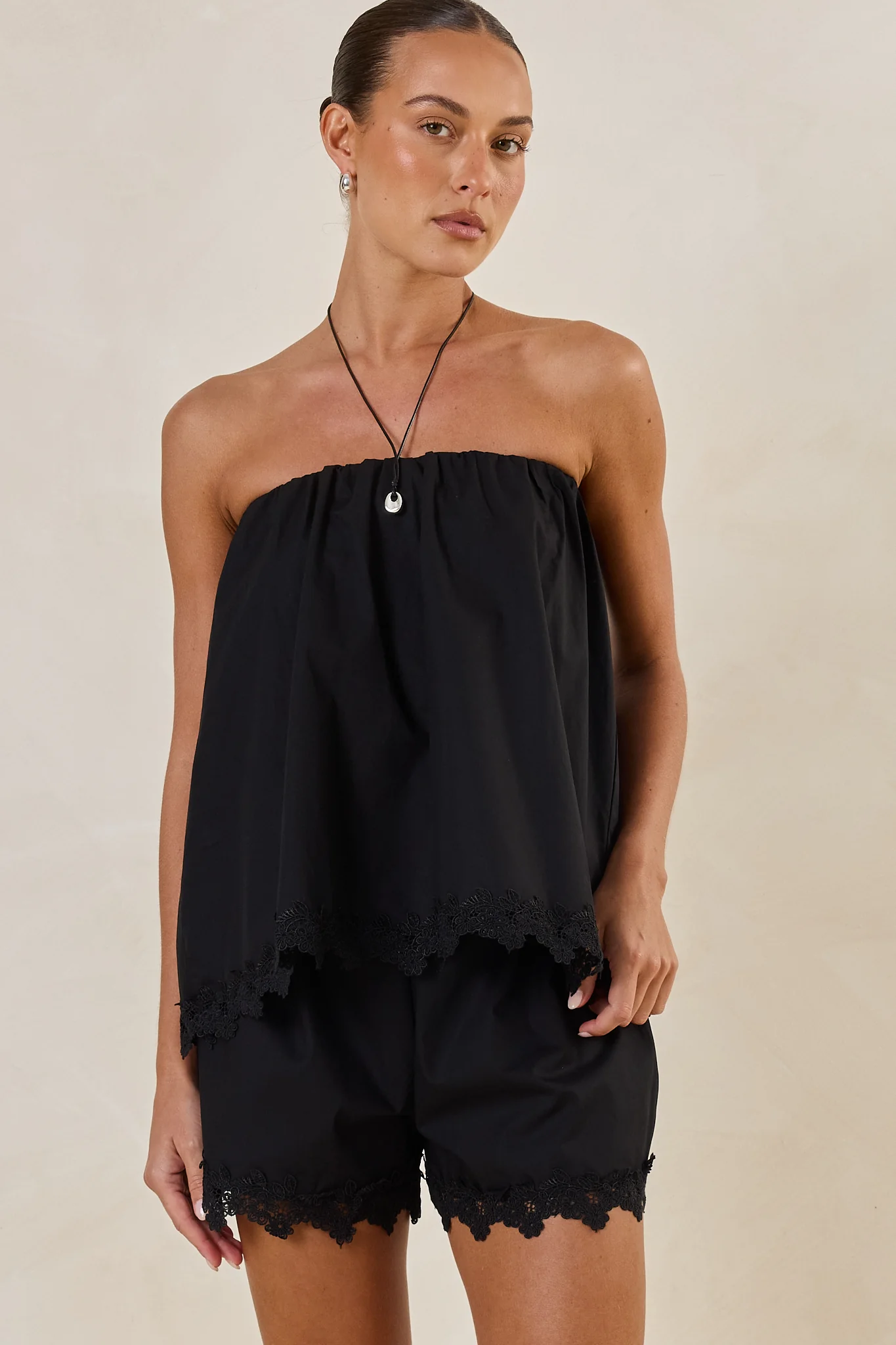 Clara Lace Strapless Top (Black) - Image 3