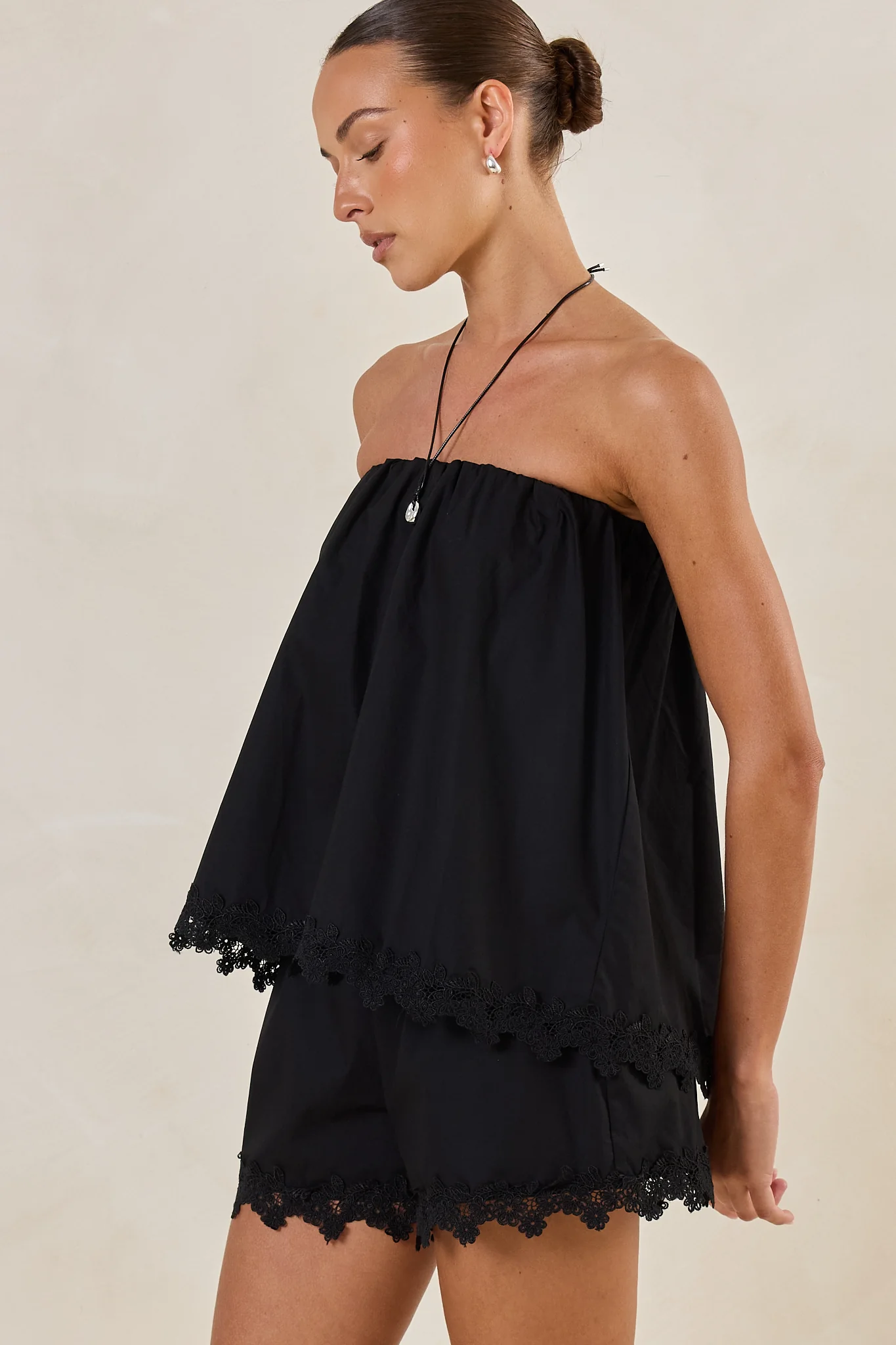 Clara Lace Strapless Top (Black) - Image 4