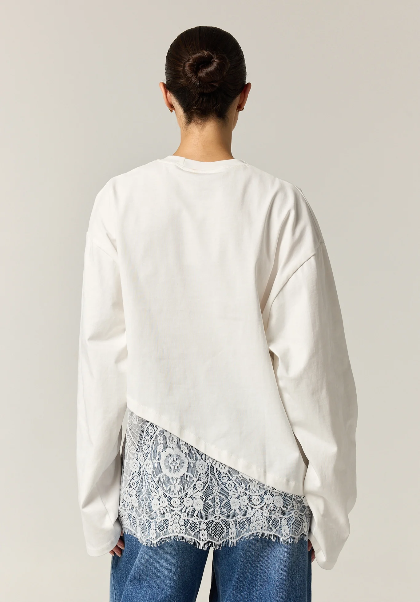 Cleo Lace Long Sleeve Tee (White) - Image 7