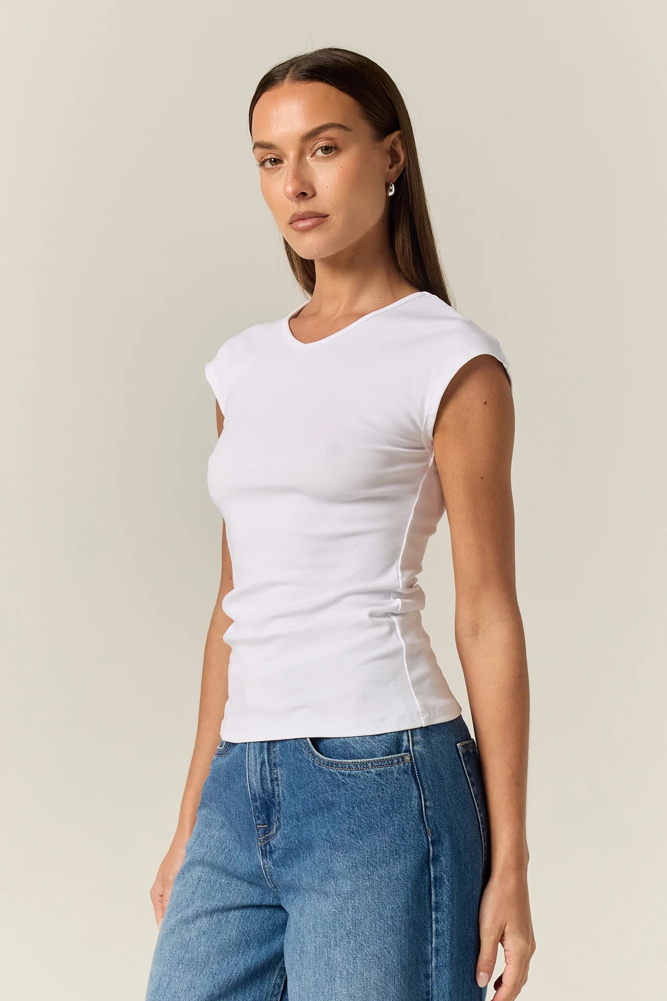 Darcy V Neck Baby Tee (White) - Image 5