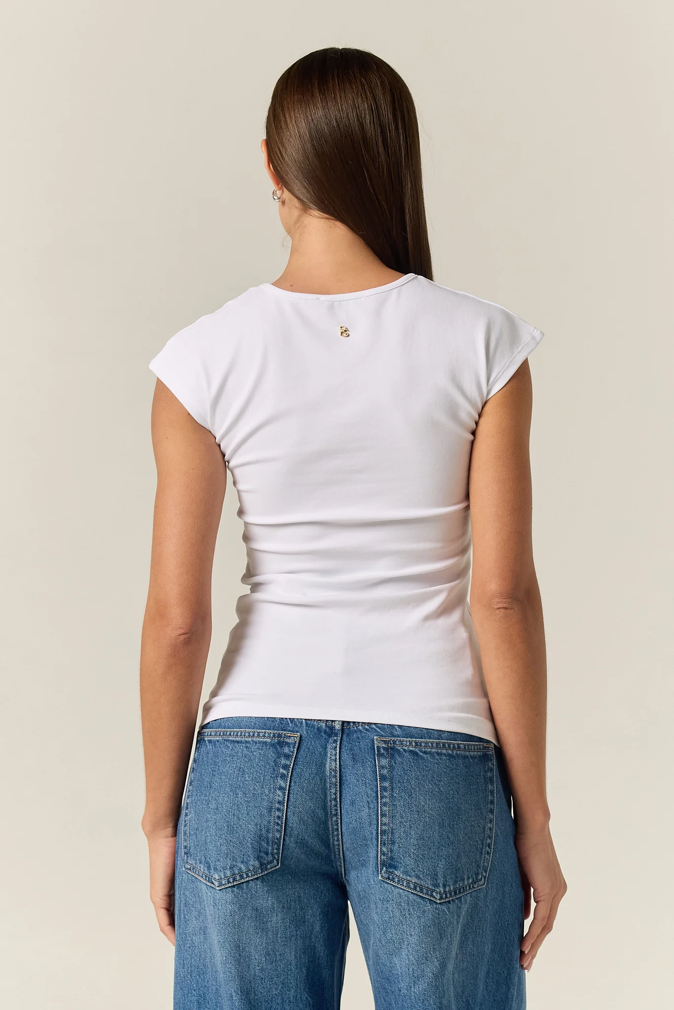 Darcy V Neck Baby Tee (White) - Image 9