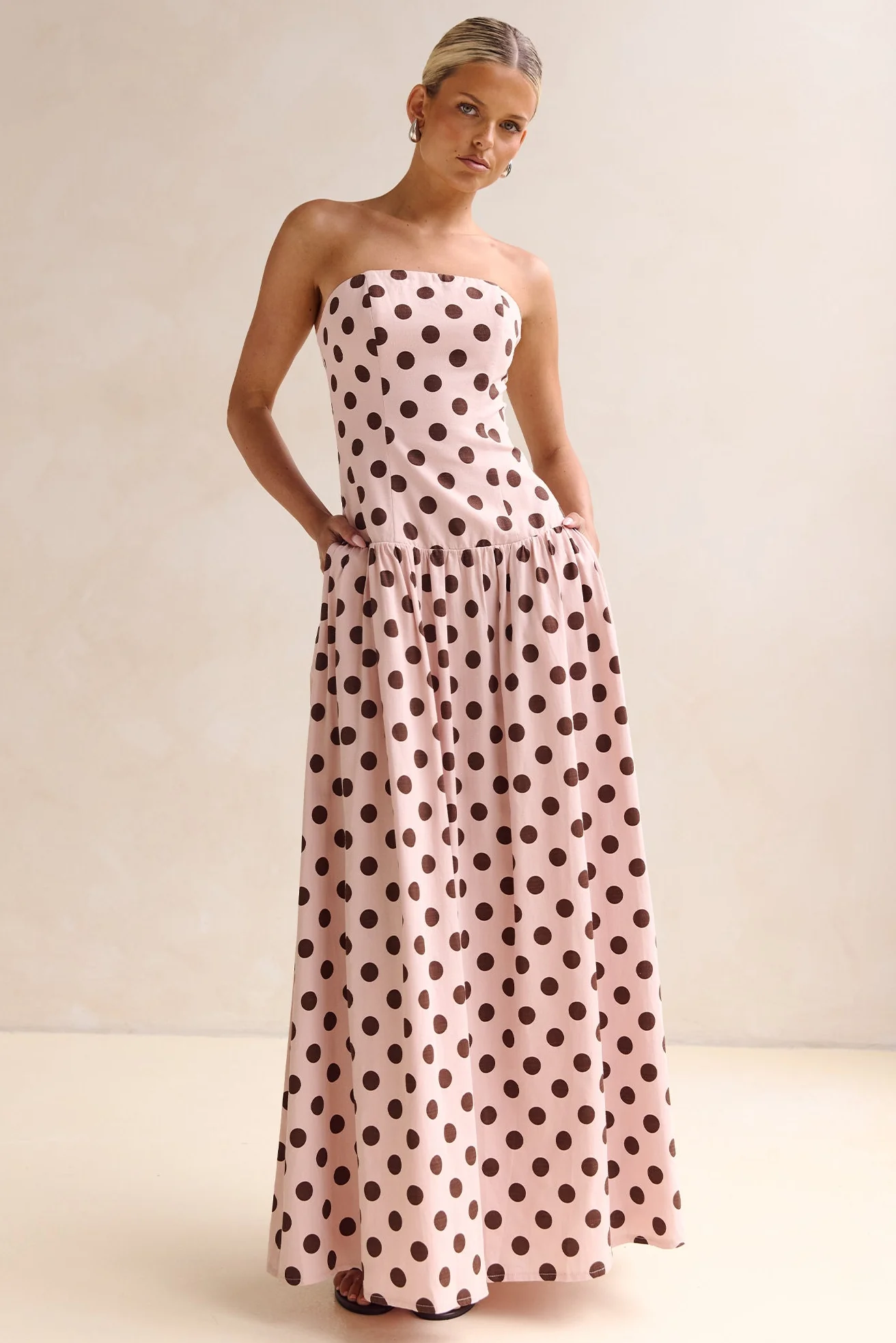 Davina Maxi Dress (Pink/Choc Polka) - Image 5