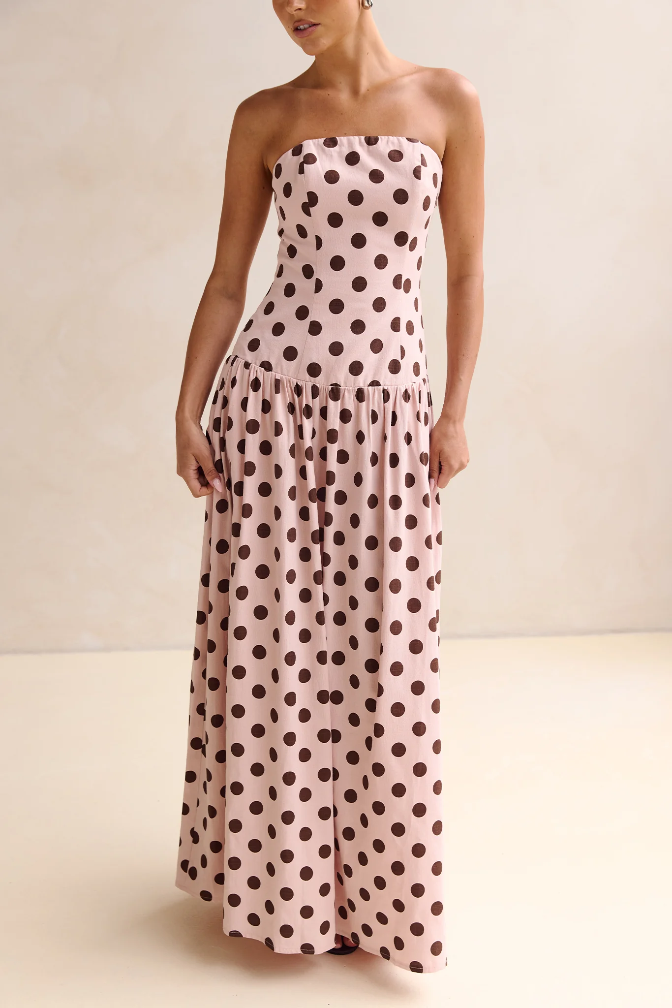 Davina Maxi Dress (Pink/Choc Polka) - Image 6