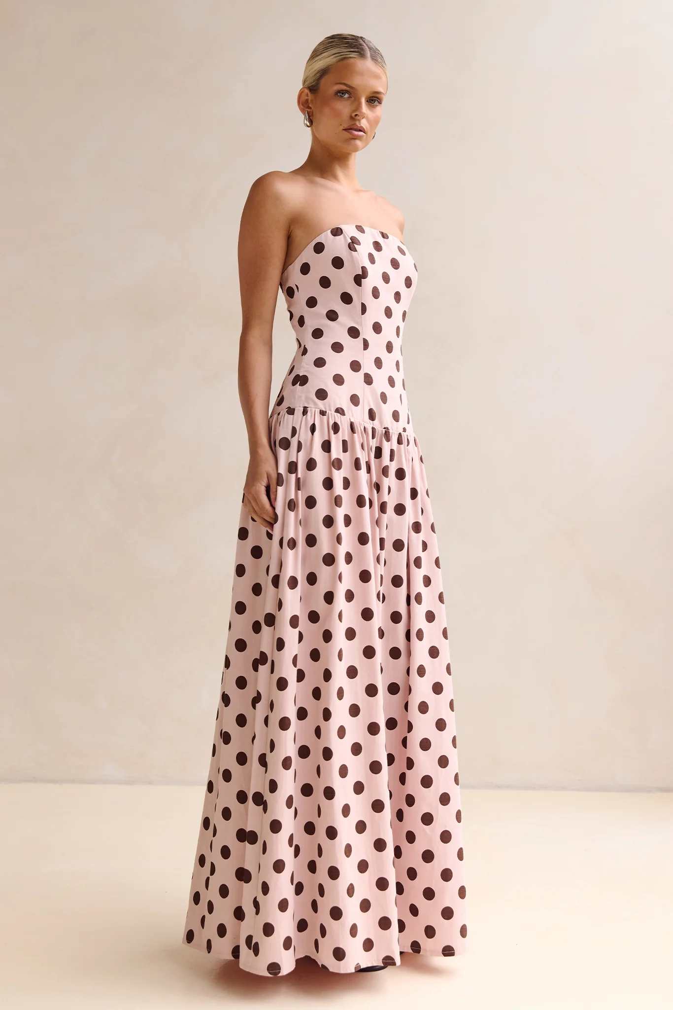 Davina Maxi Dress (Pink/Choc Polka) - Image 7