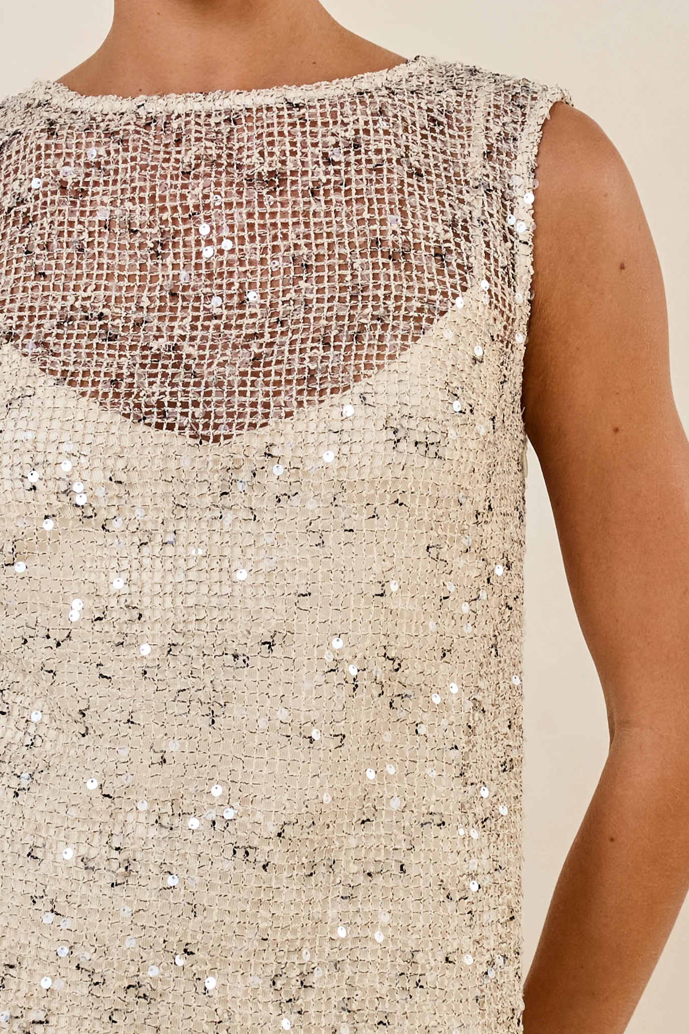Edela Sequin Maxi Dress (Beige) - Image 3