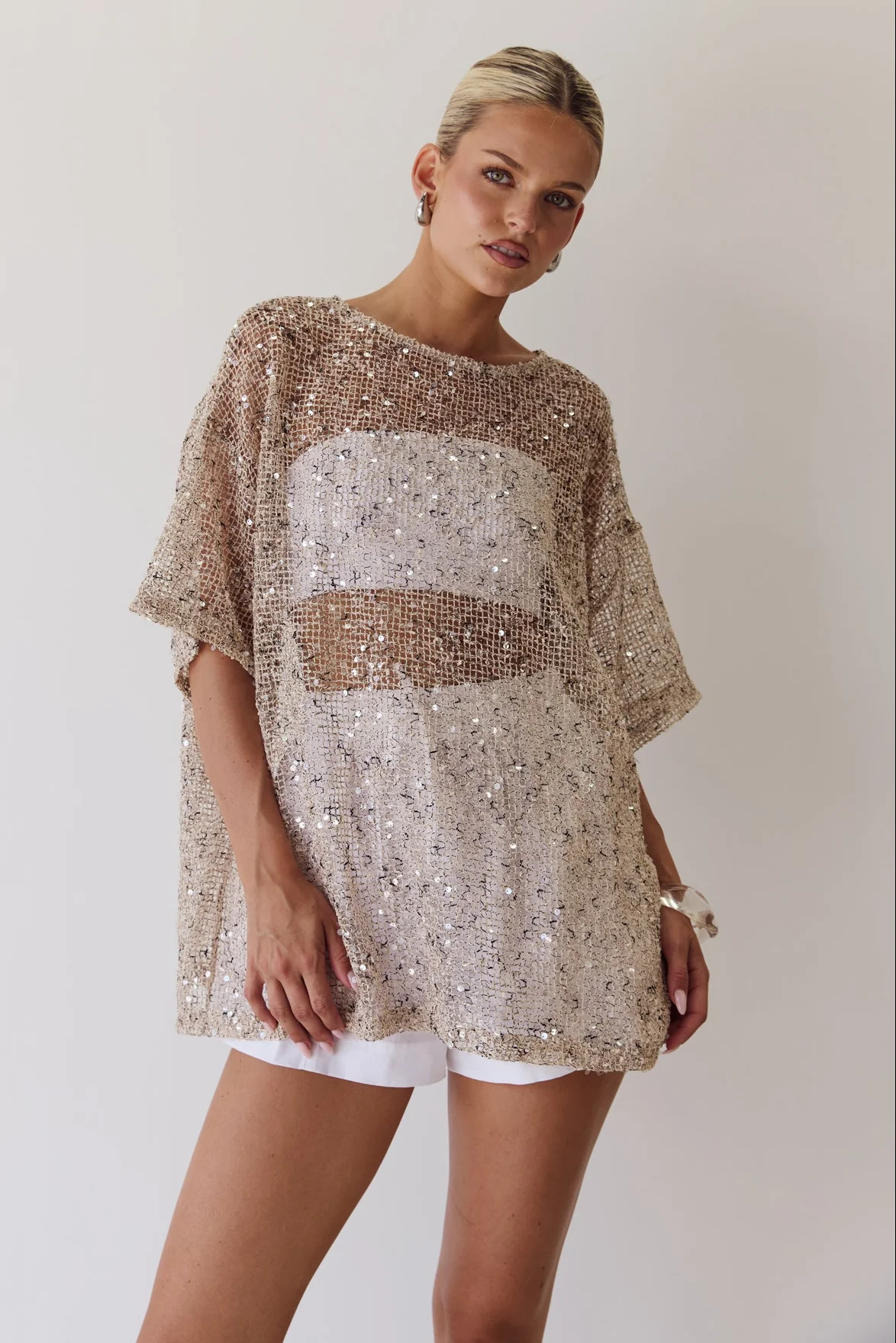 Edela Sequin Tee (Beige) - Image 2