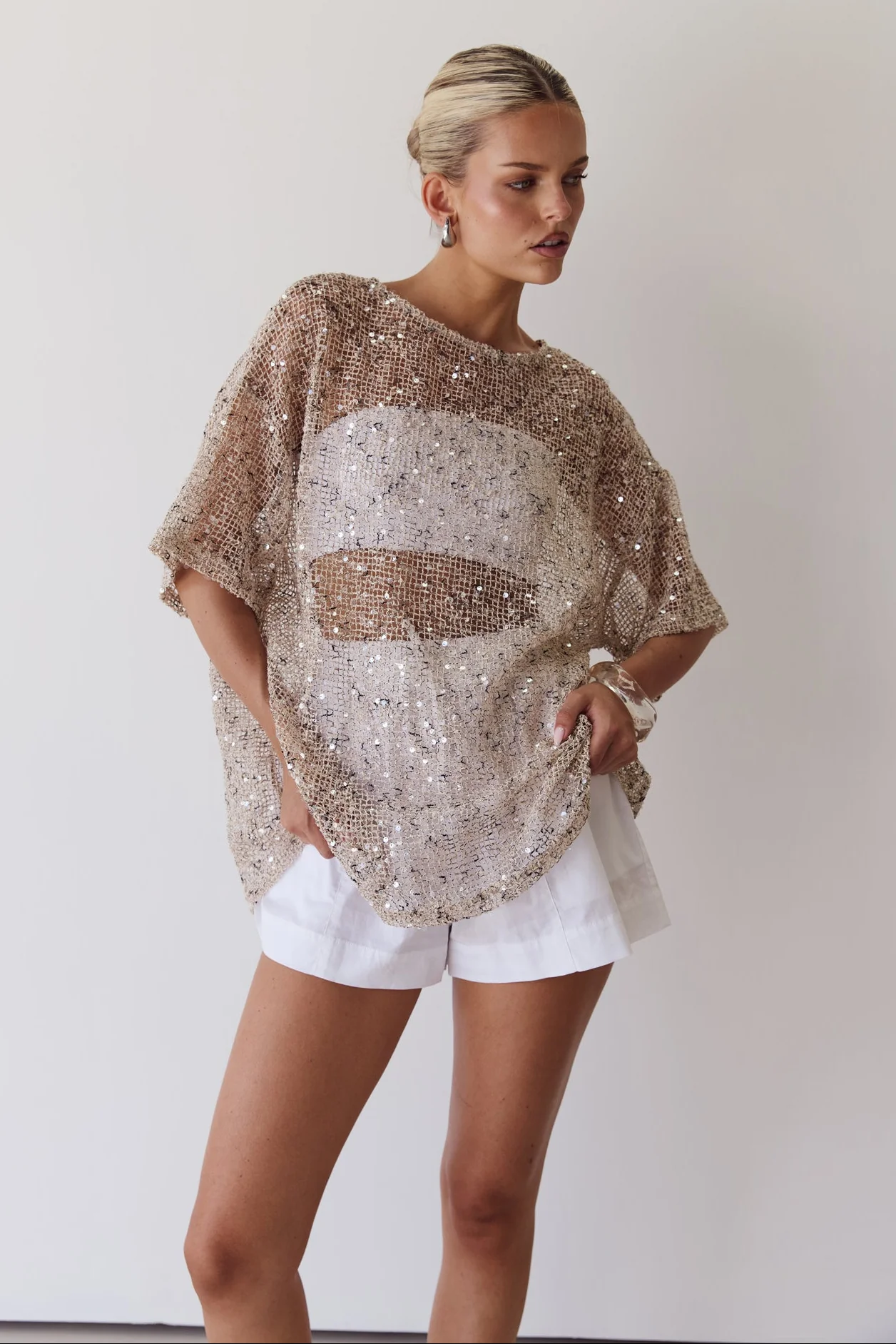 Edela Sequin Tee (Beige) - Image 3