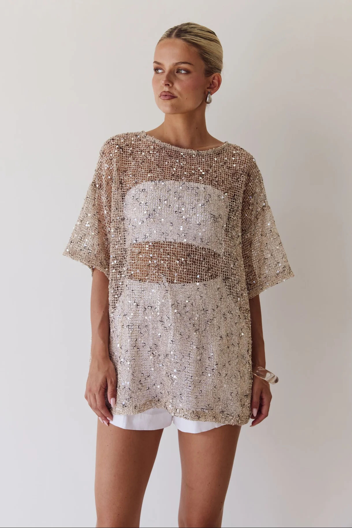 Edela Sequin Tee (Beige) - Image 4