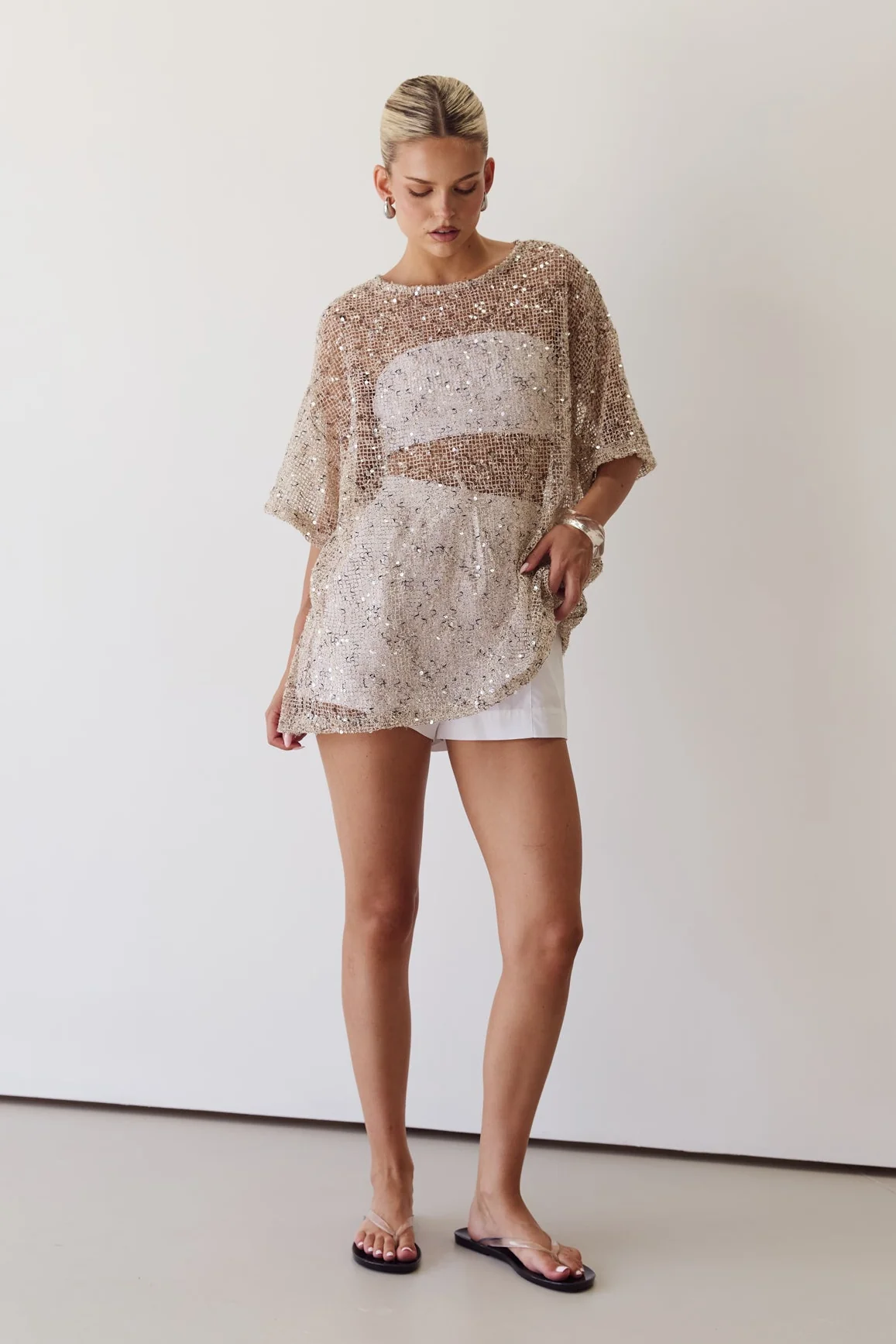 Edela Sequin Tee (Beige) - Image 6