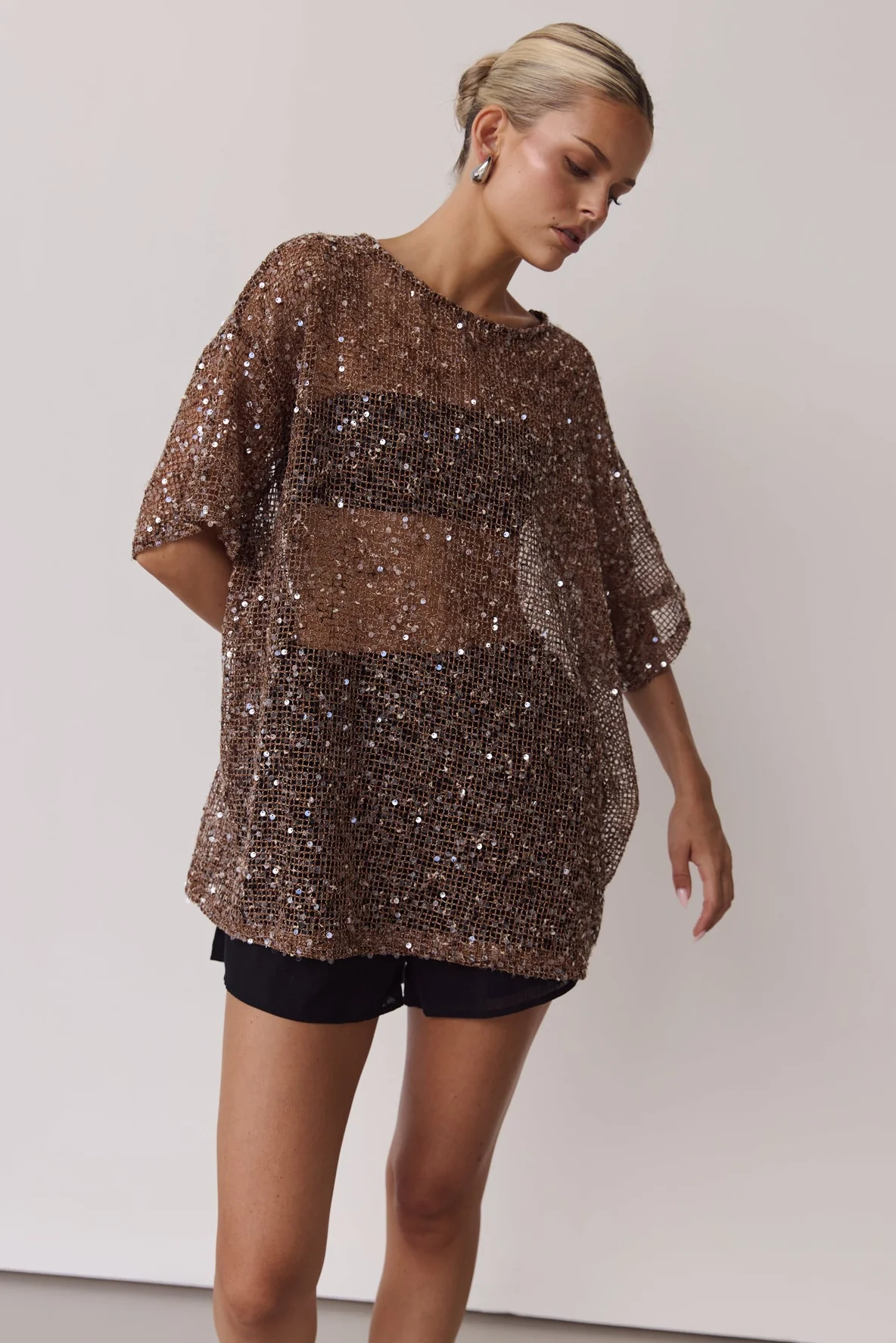 Edela Sequin Tee (Chocolate) - Image 3