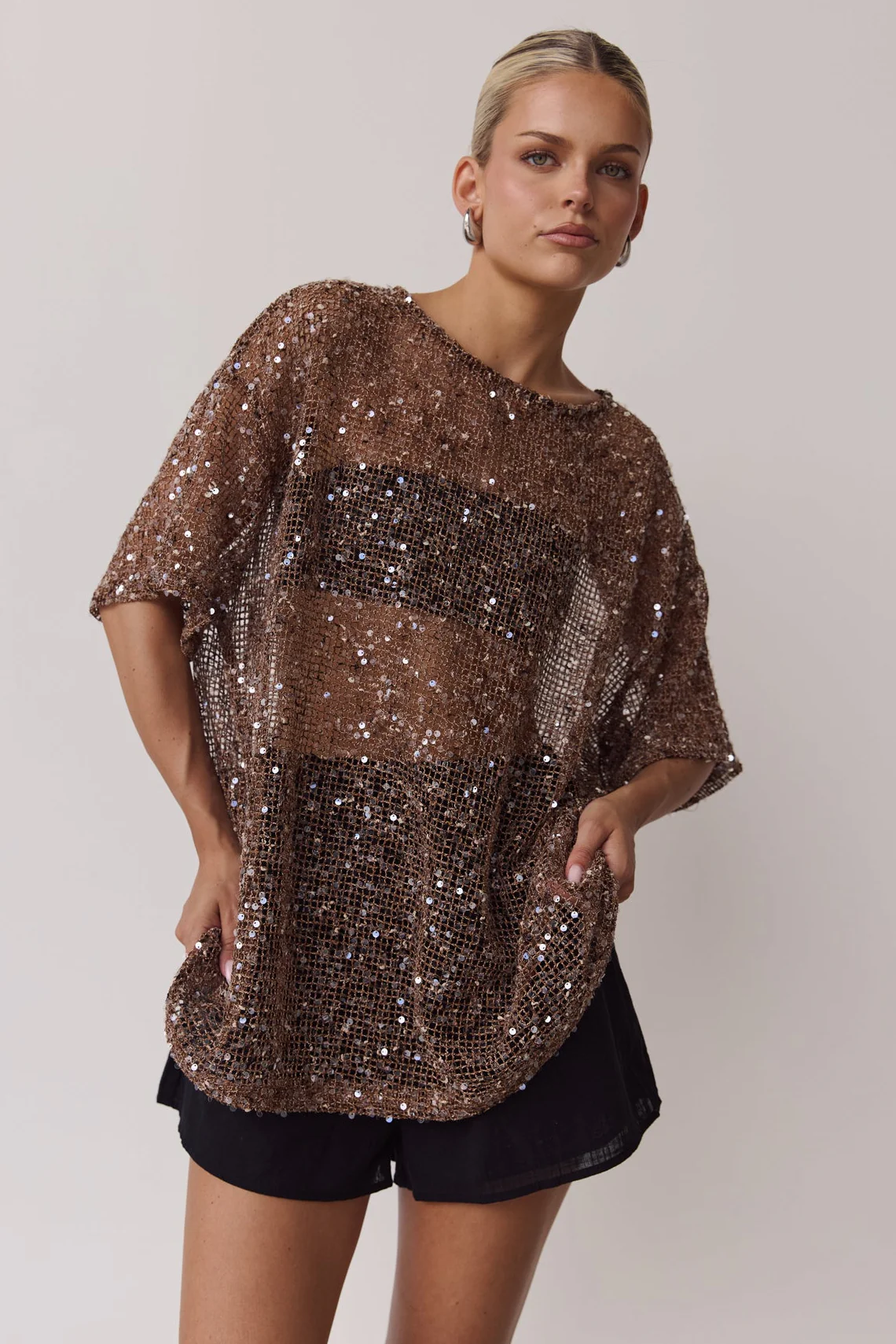 Edela Sequin Tee (Chocolate) - Image 4