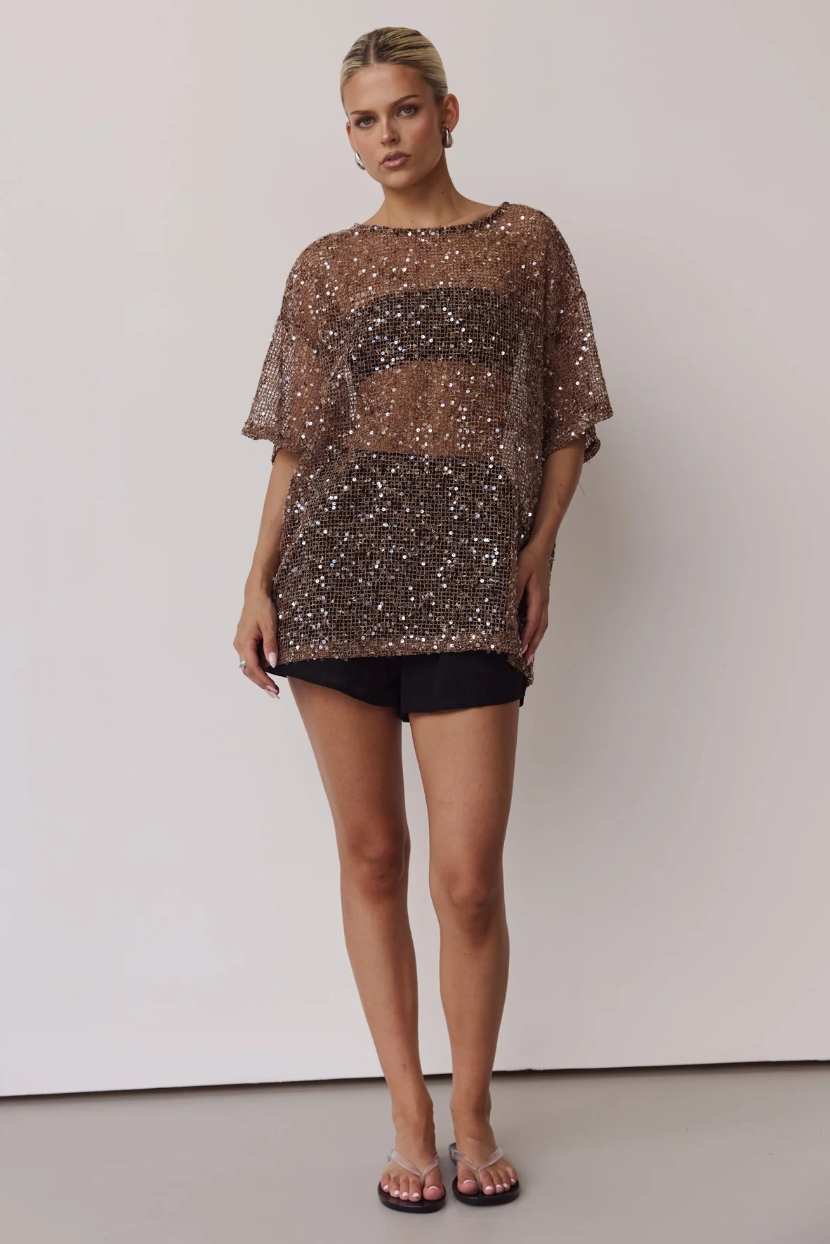 Edela Sequin Tee (Chocolate) - Image 6