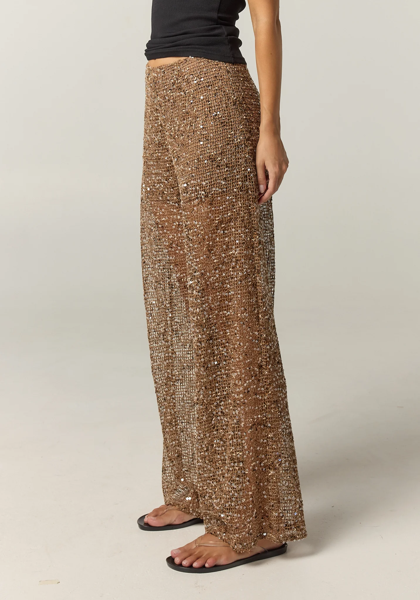 Edela Wide Leg Sequin Pant (Chocolate) - Image 8