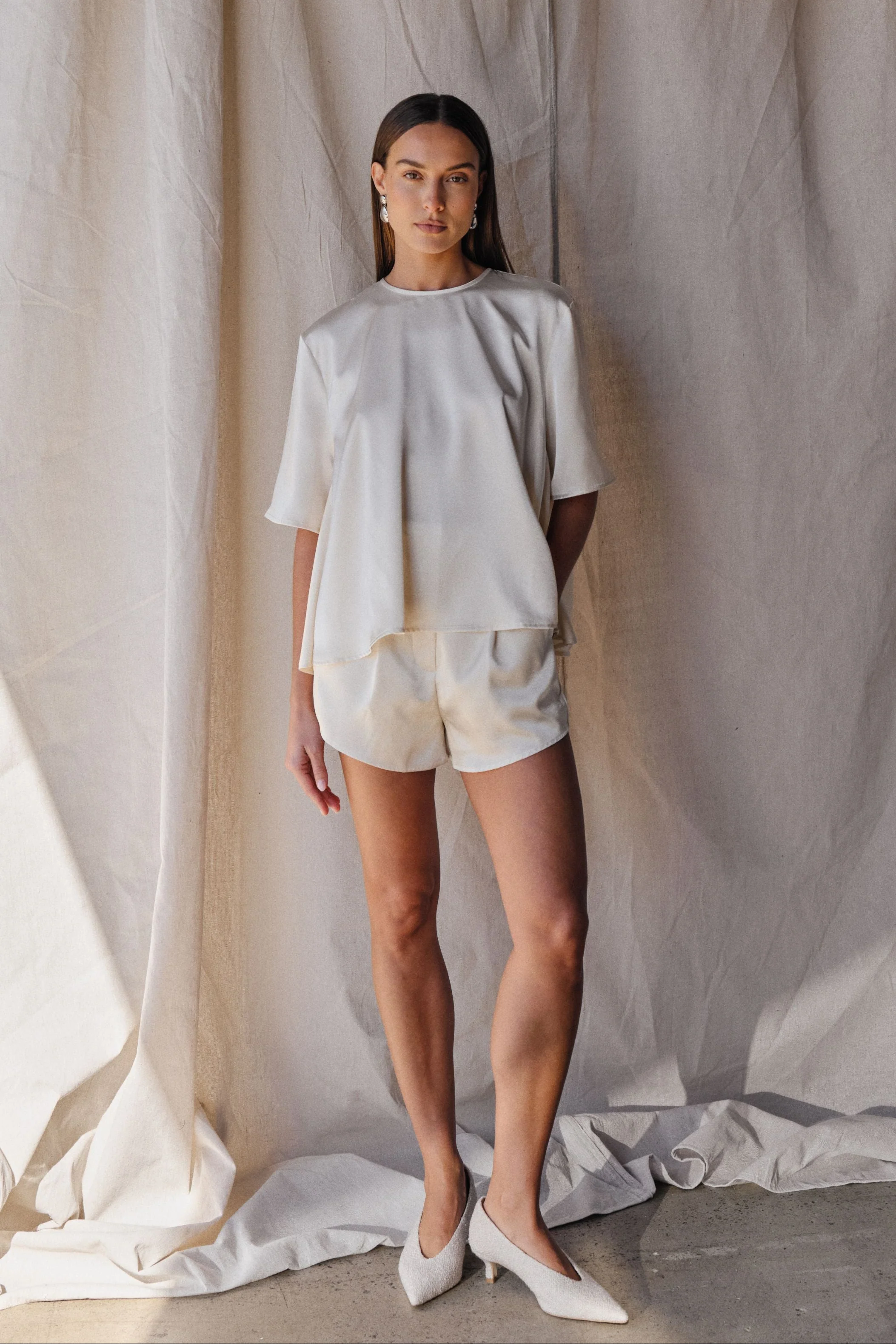 Emmi Satin Tee (Cream) - Image 2