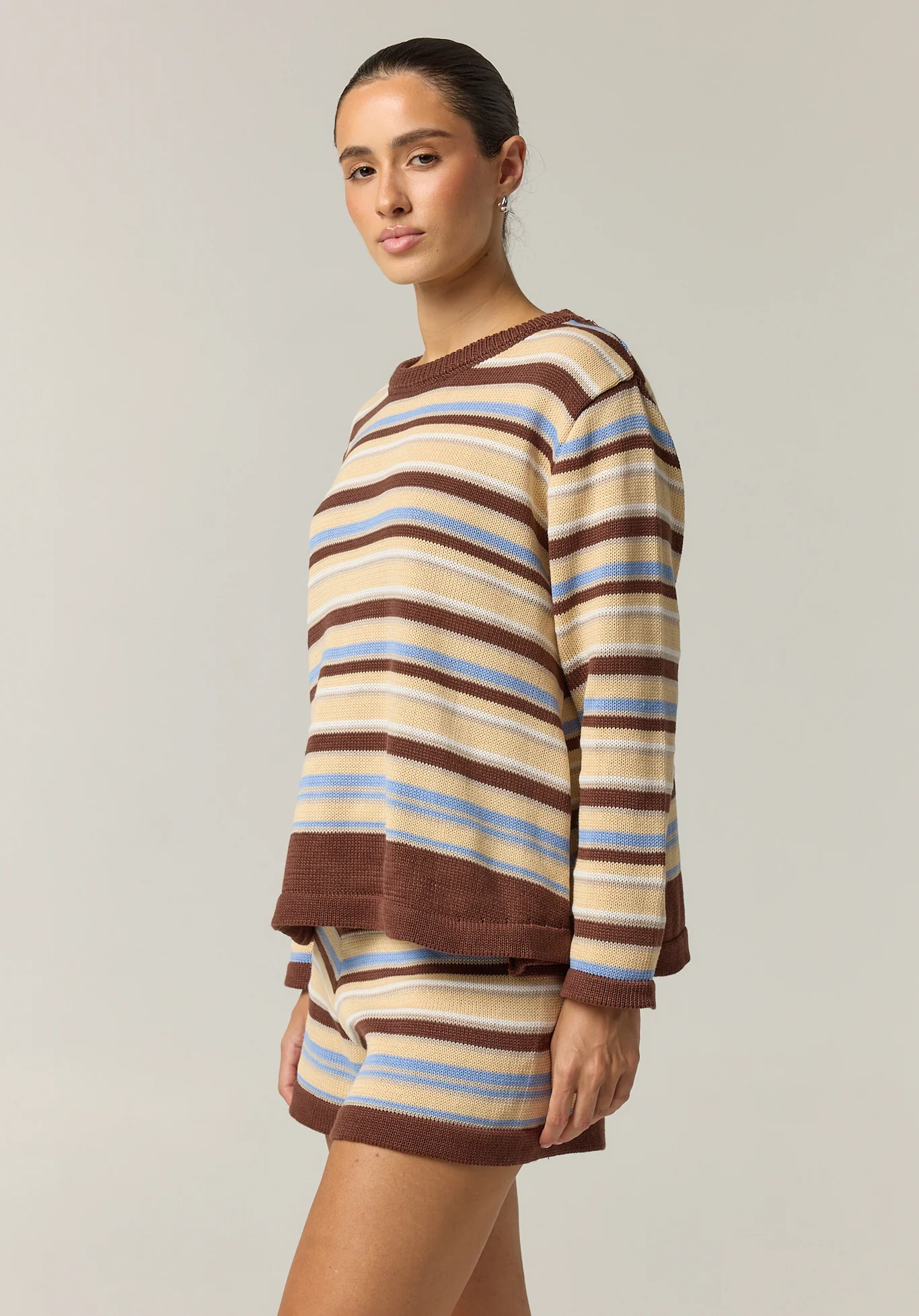 Esme Knit Set (Choc/Beige/Blue Stripe) - Image 4