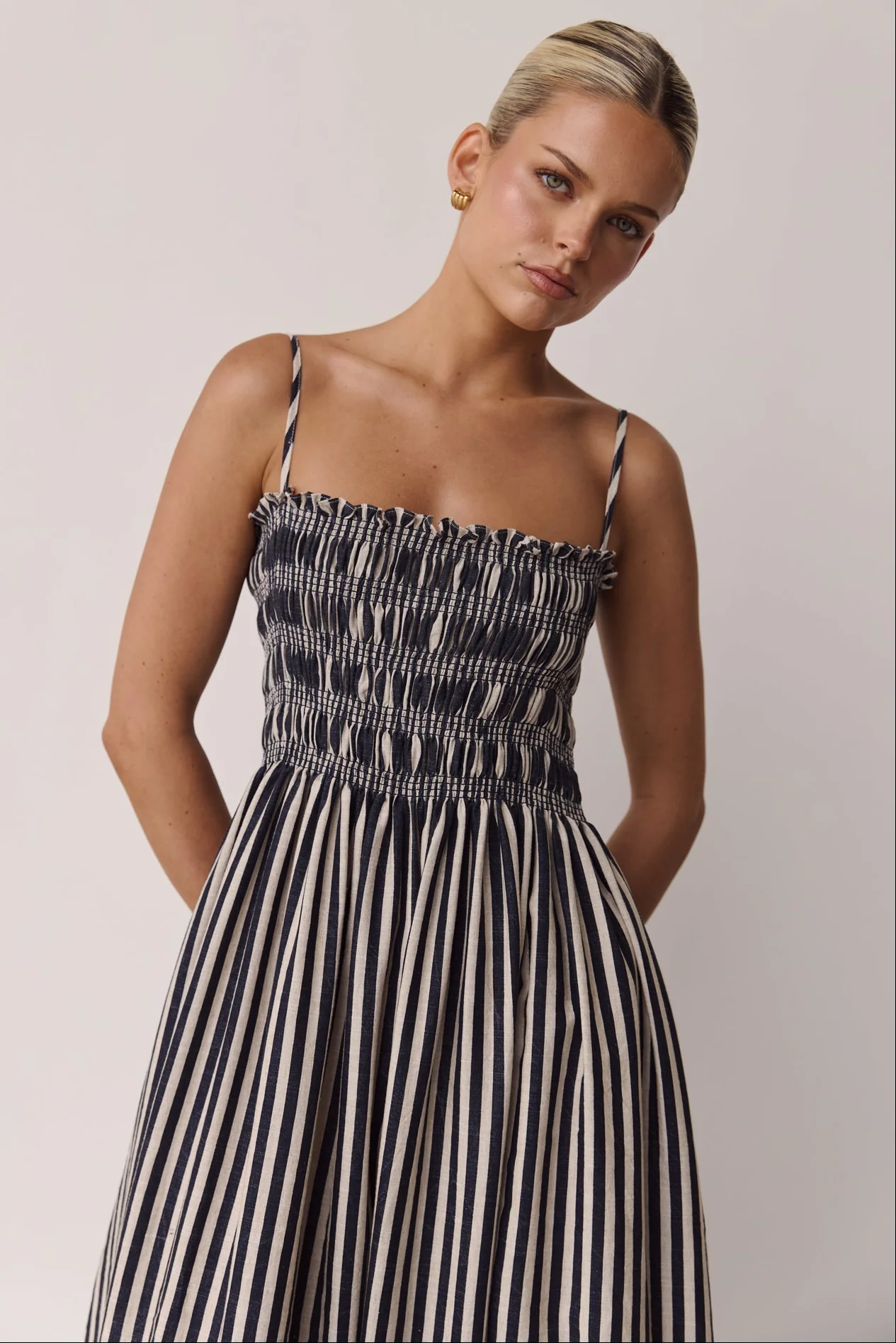 Estelle Maxi Dress 2.0 (Black/Beige Stripe) - Image 3