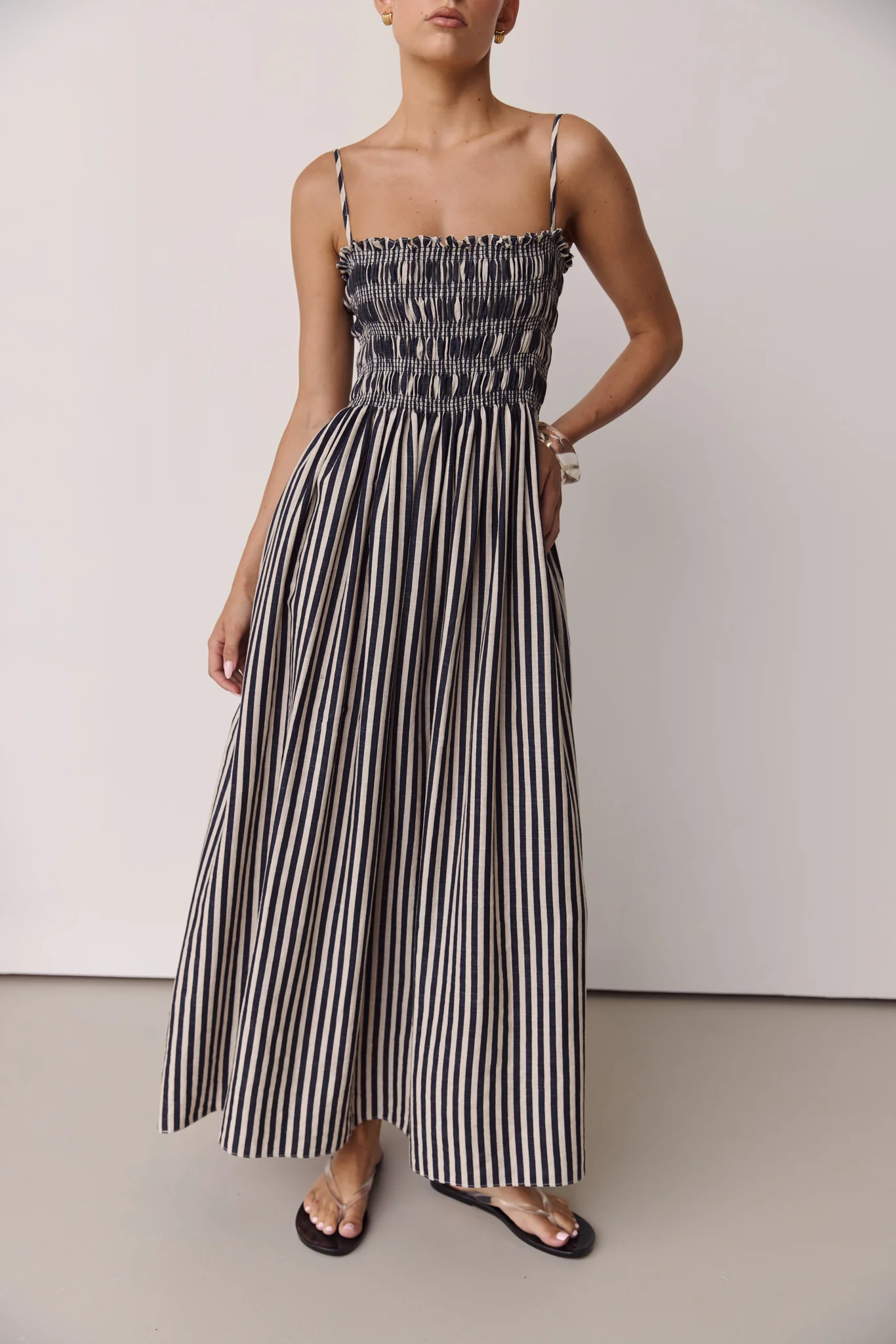 Estelle Maxi Dress 2.0 (Black/Beige Stripe) - Image 4