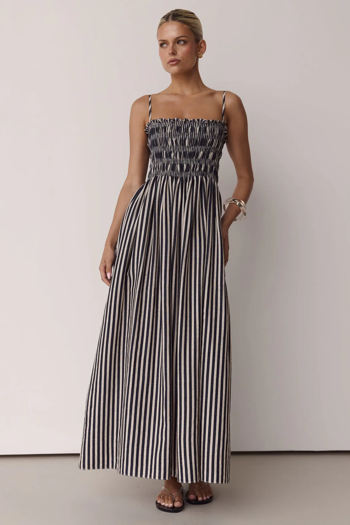 Estelle Maxi Dress 2.0 (Black/Beige Stripe) - Image 5