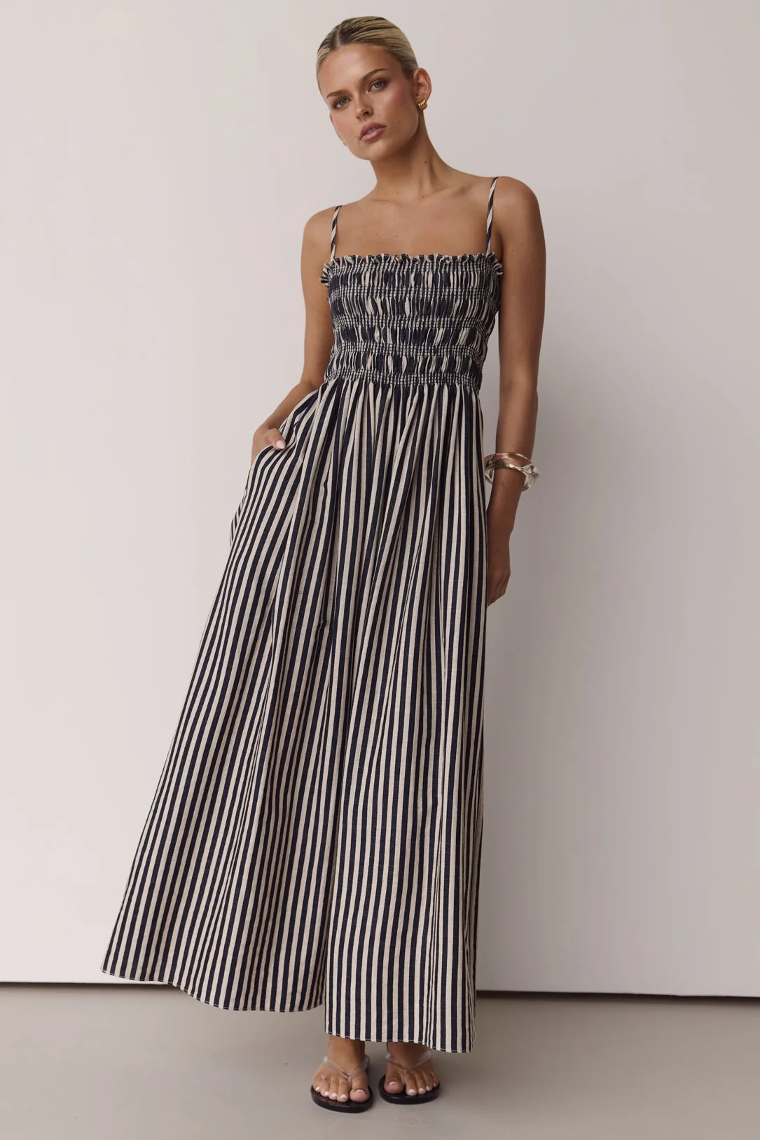 Estelle Maxi Dress 2.0 (Black/Beige Stripe) - Image 6