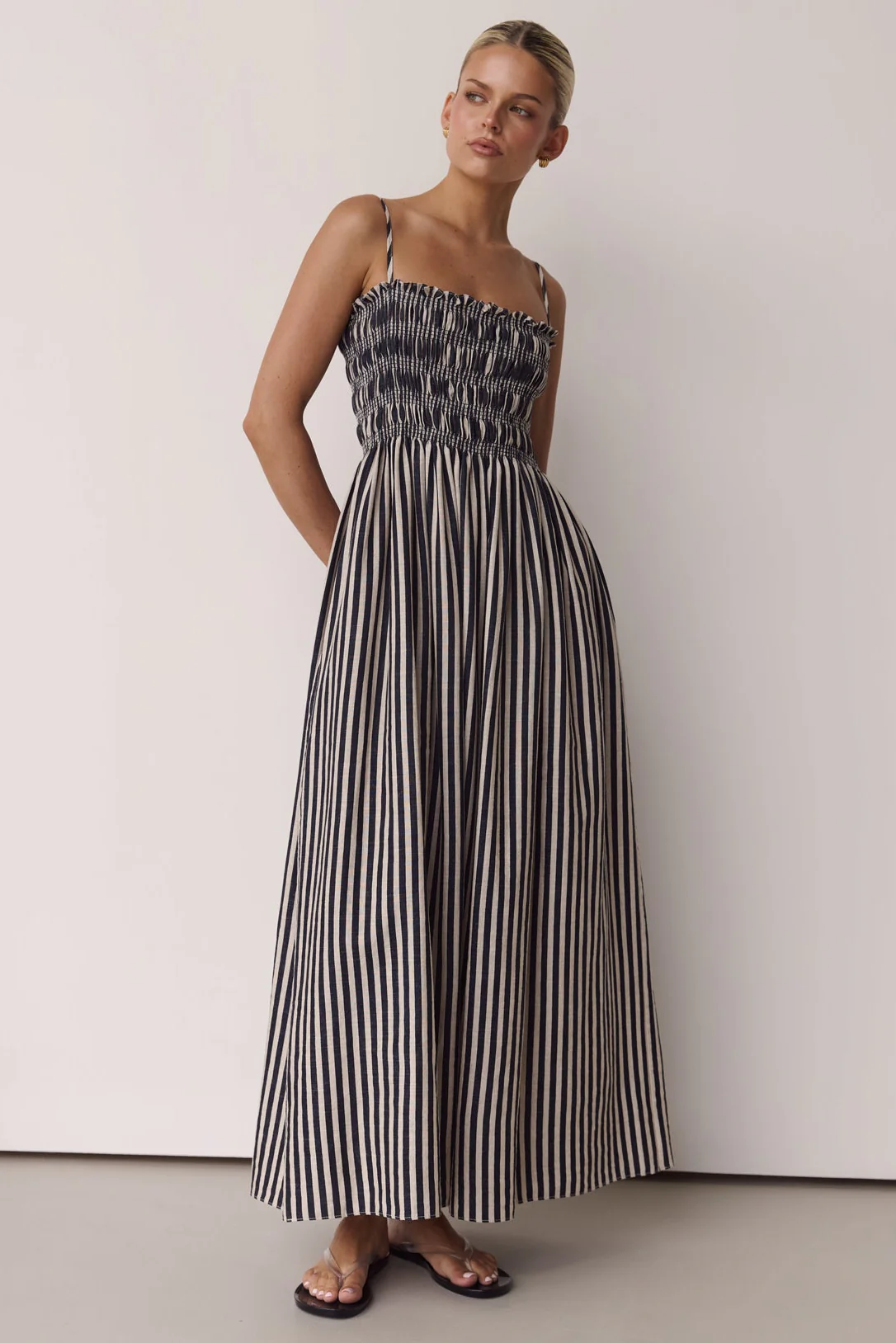 Estelle Maxi Dress 2.0 (Black/Beige Stripe) - Image 7