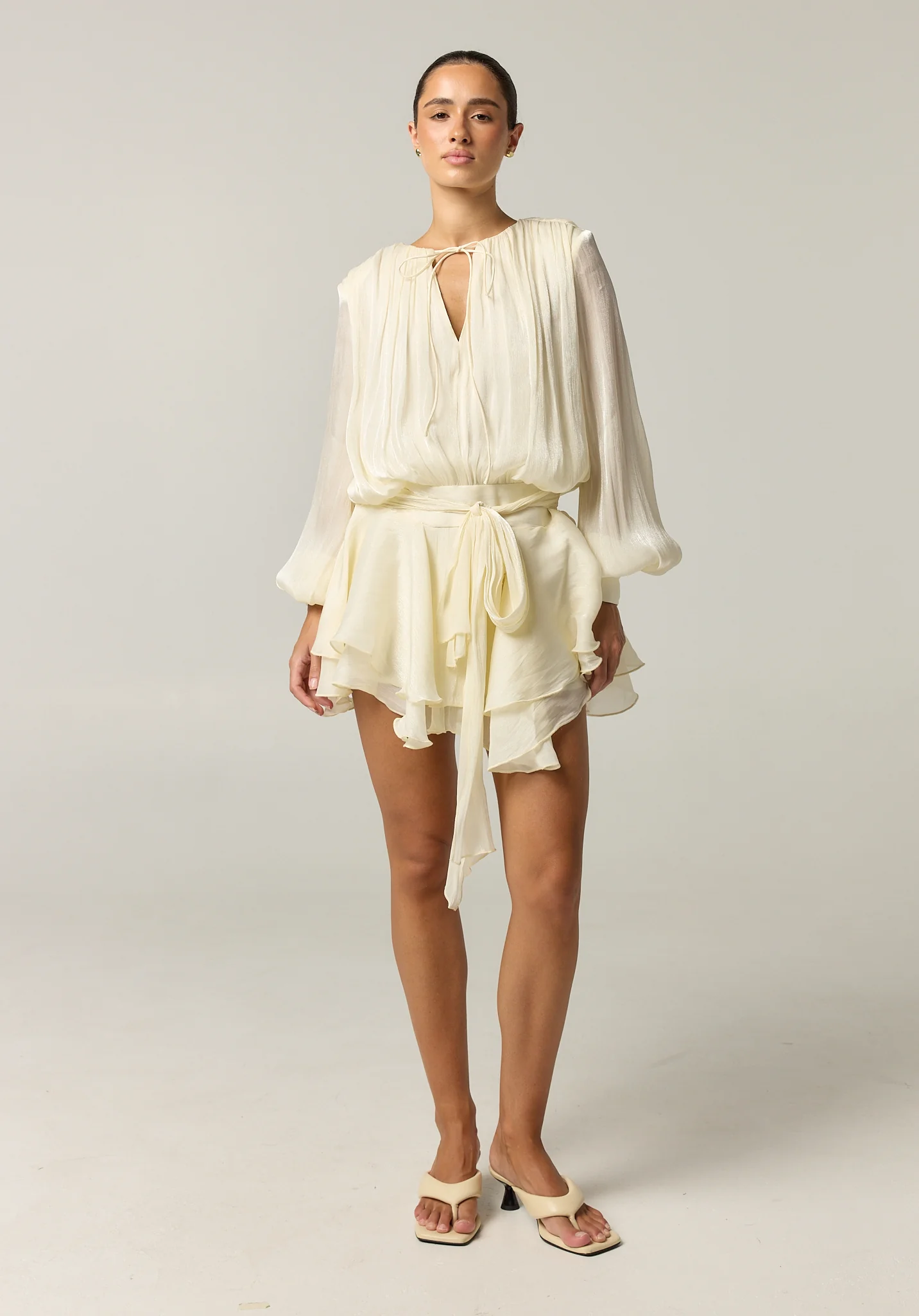 Faythe Mini Dress (Cream) - Image 2