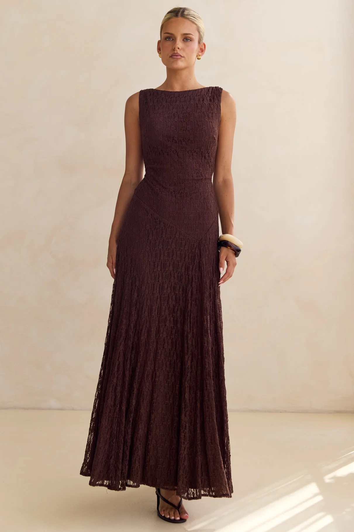 Gianna Lace Maxi Dress (Chocolate) - Image 5