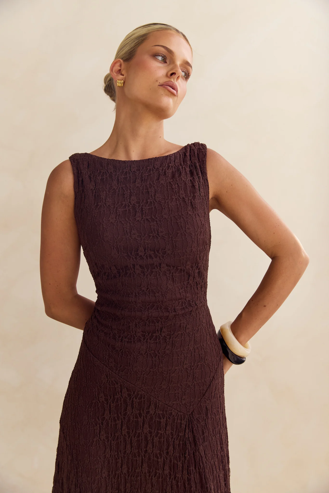 Gianna Lace Maxi Dress (Chocolate) - Image 6