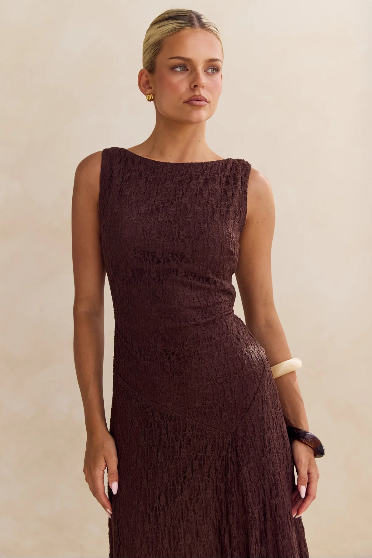 Gianna Lace Maxi Dress (Chocolate) - Image 7