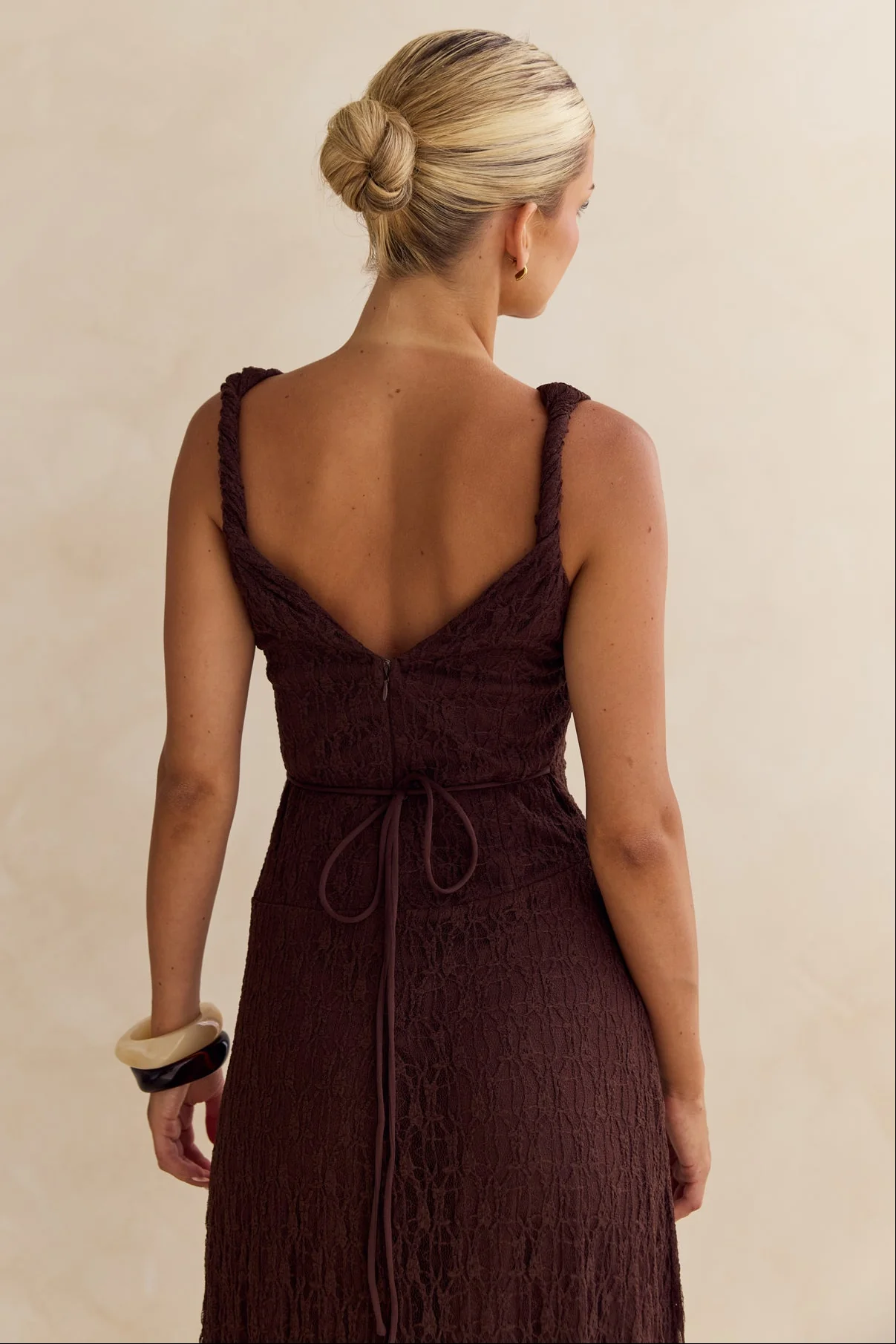 Gianna Lace Maxi Dress (Chocolate) - Image 9