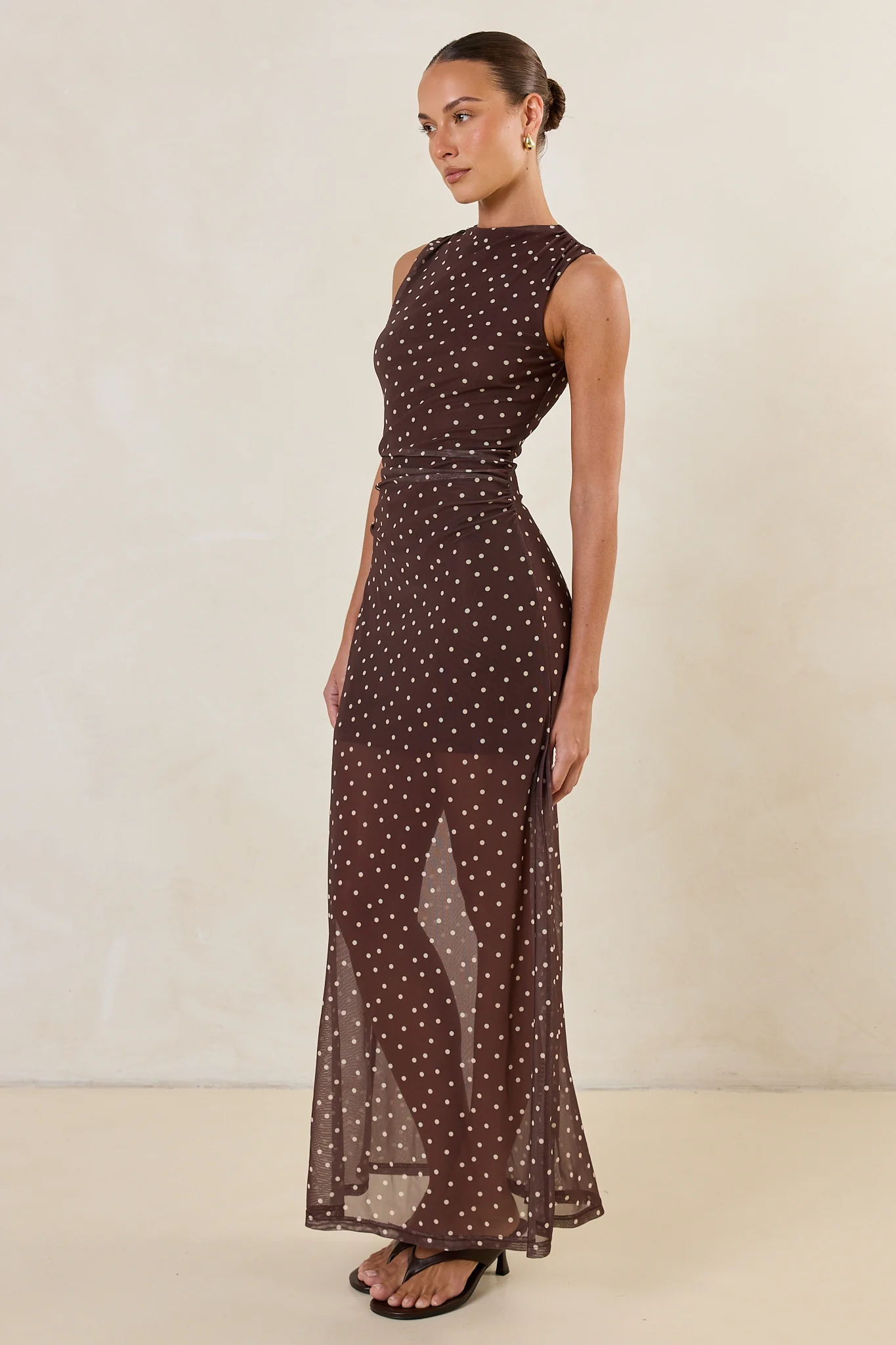 Isla Maxi Dress (Choc Micro Polka) - Image 7