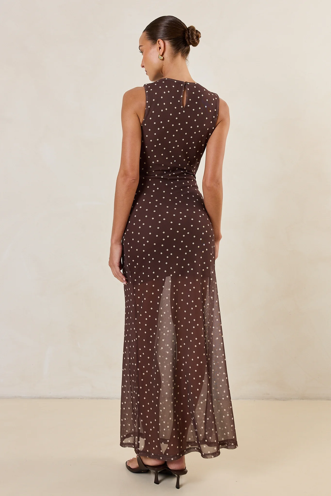 Isla Maxi Dress (Choc Micro Polka) - Image 8