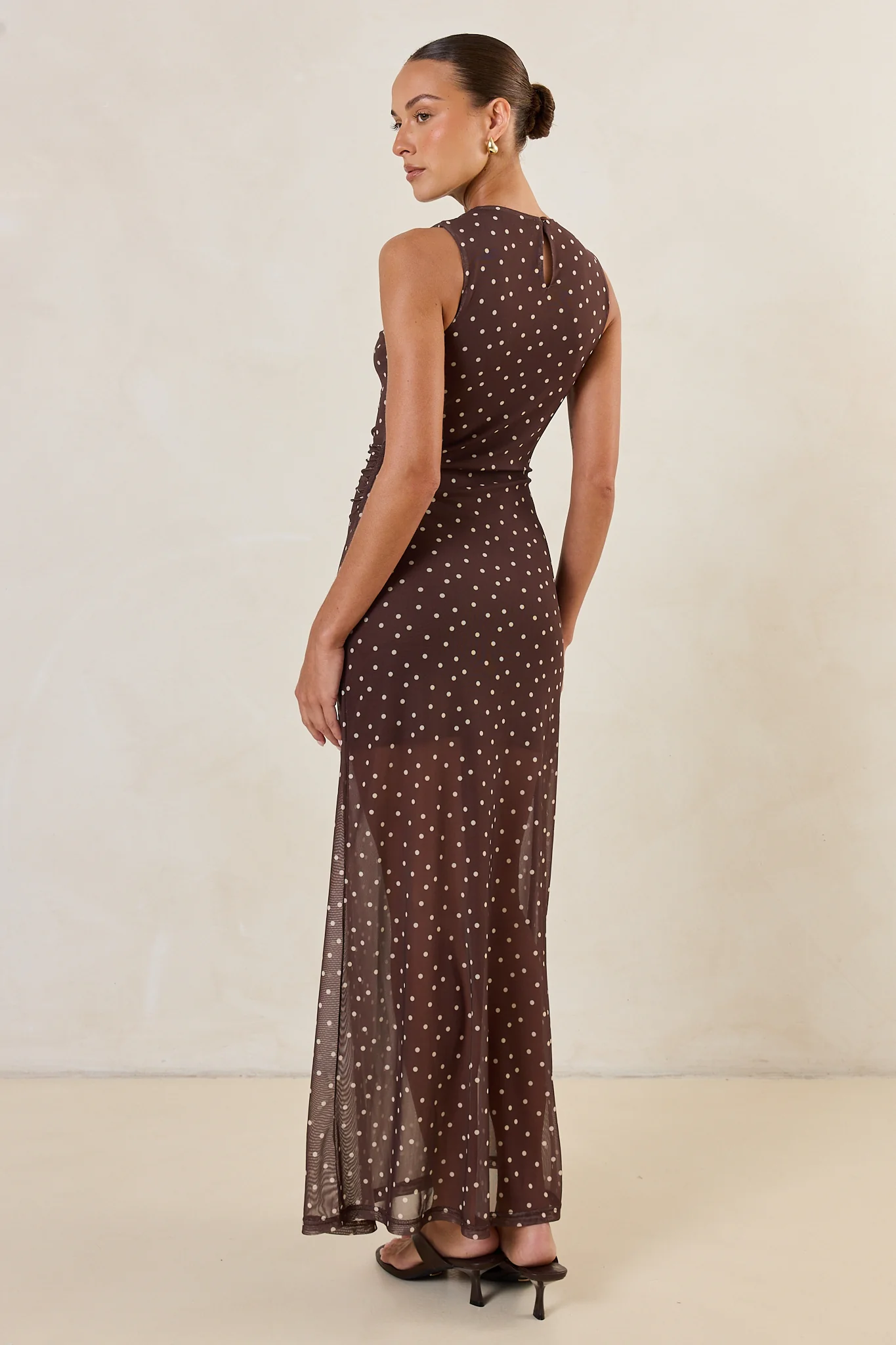 Isla Maxi Dress (Choc Micro Polka) - Image 9