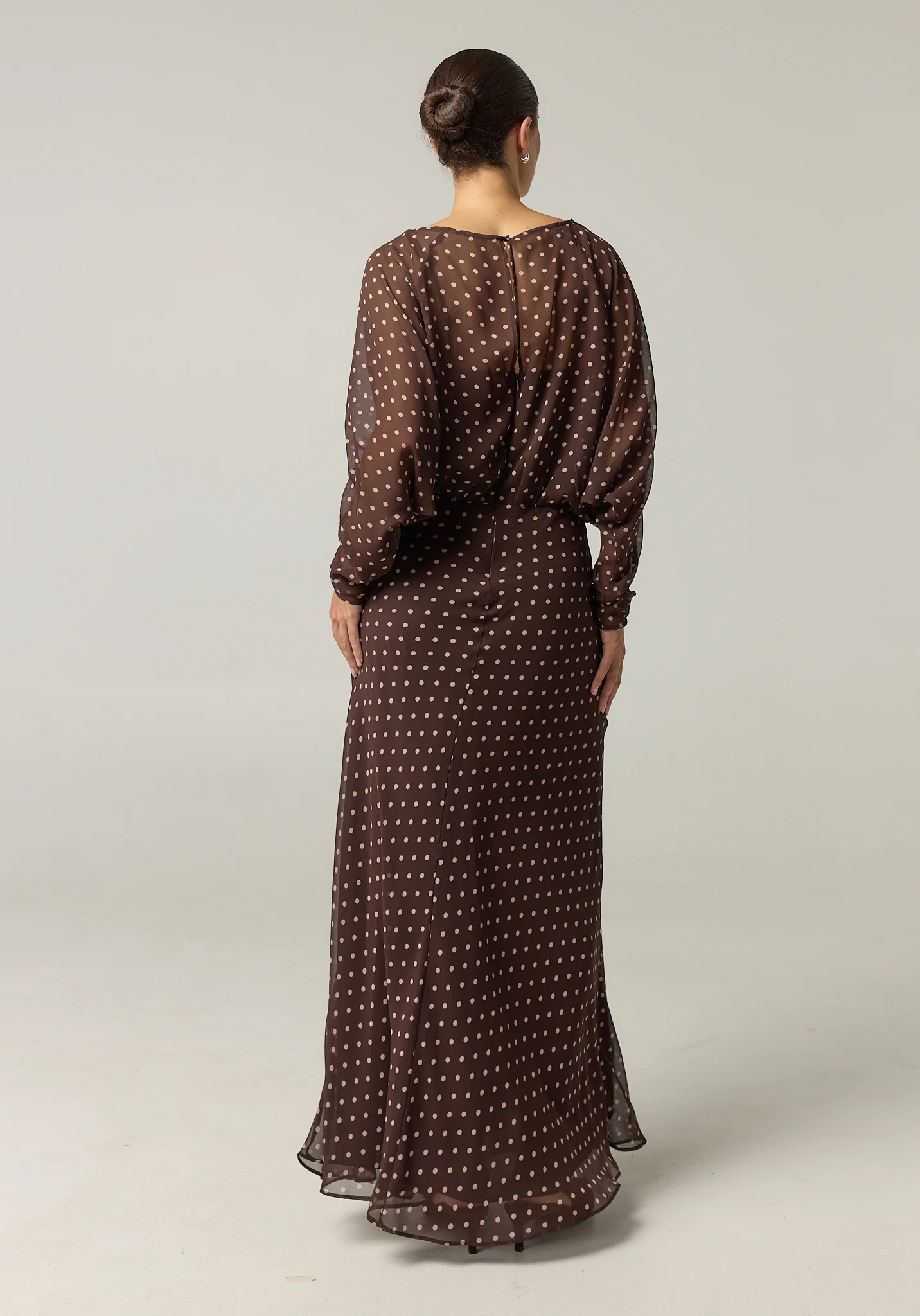 Junie Maxi Dress (Choc Micro Polka) - Image 4