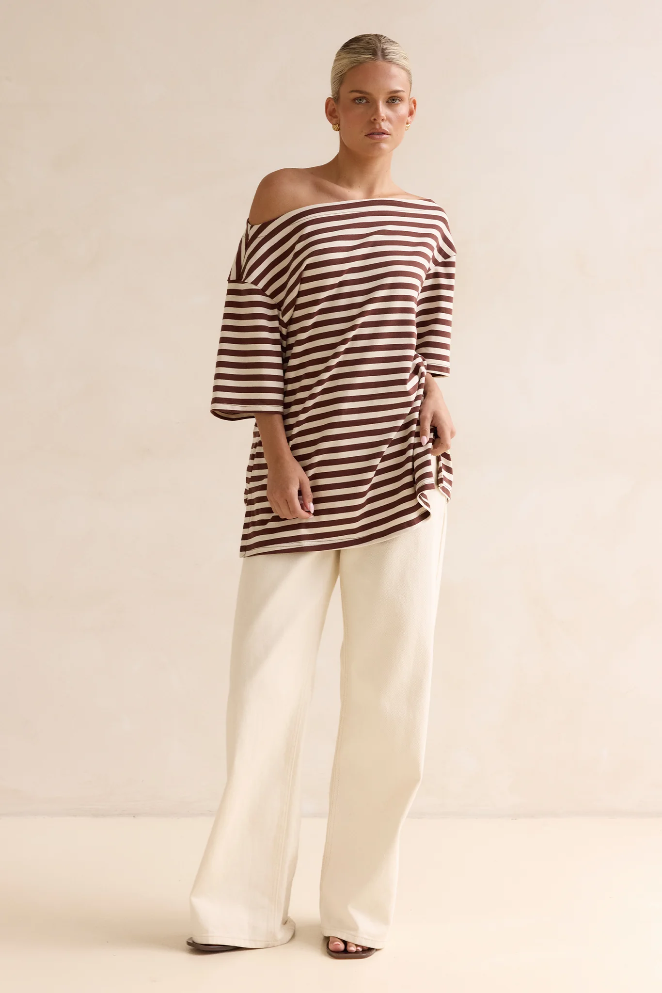 Kingsley Tee (Chocolate/Cream Stripe) - Image 3