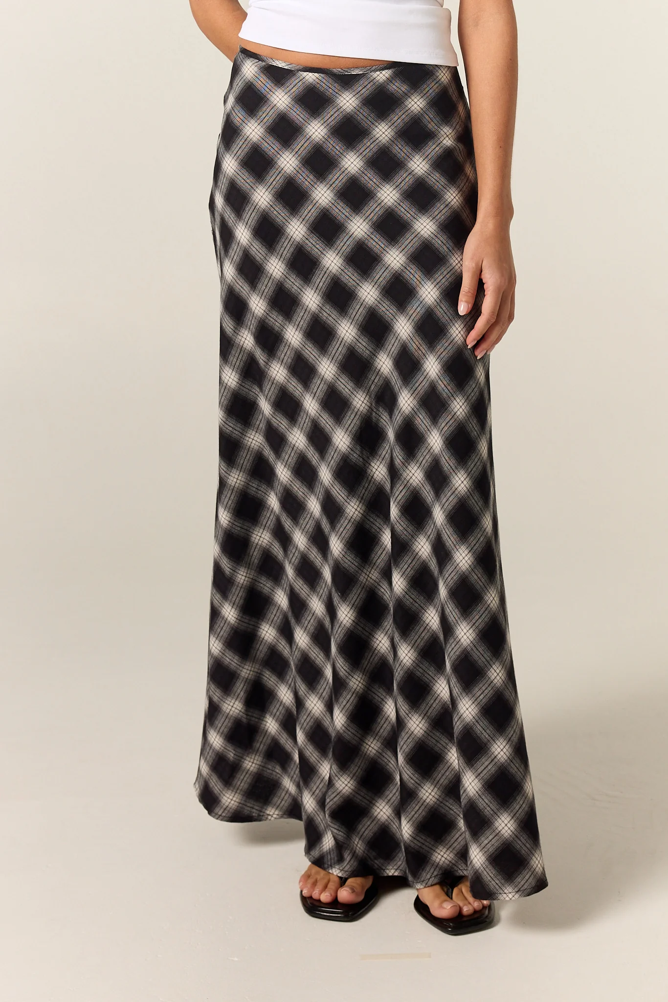Lainey Midi Skirt (Black Plaid) - Image 4