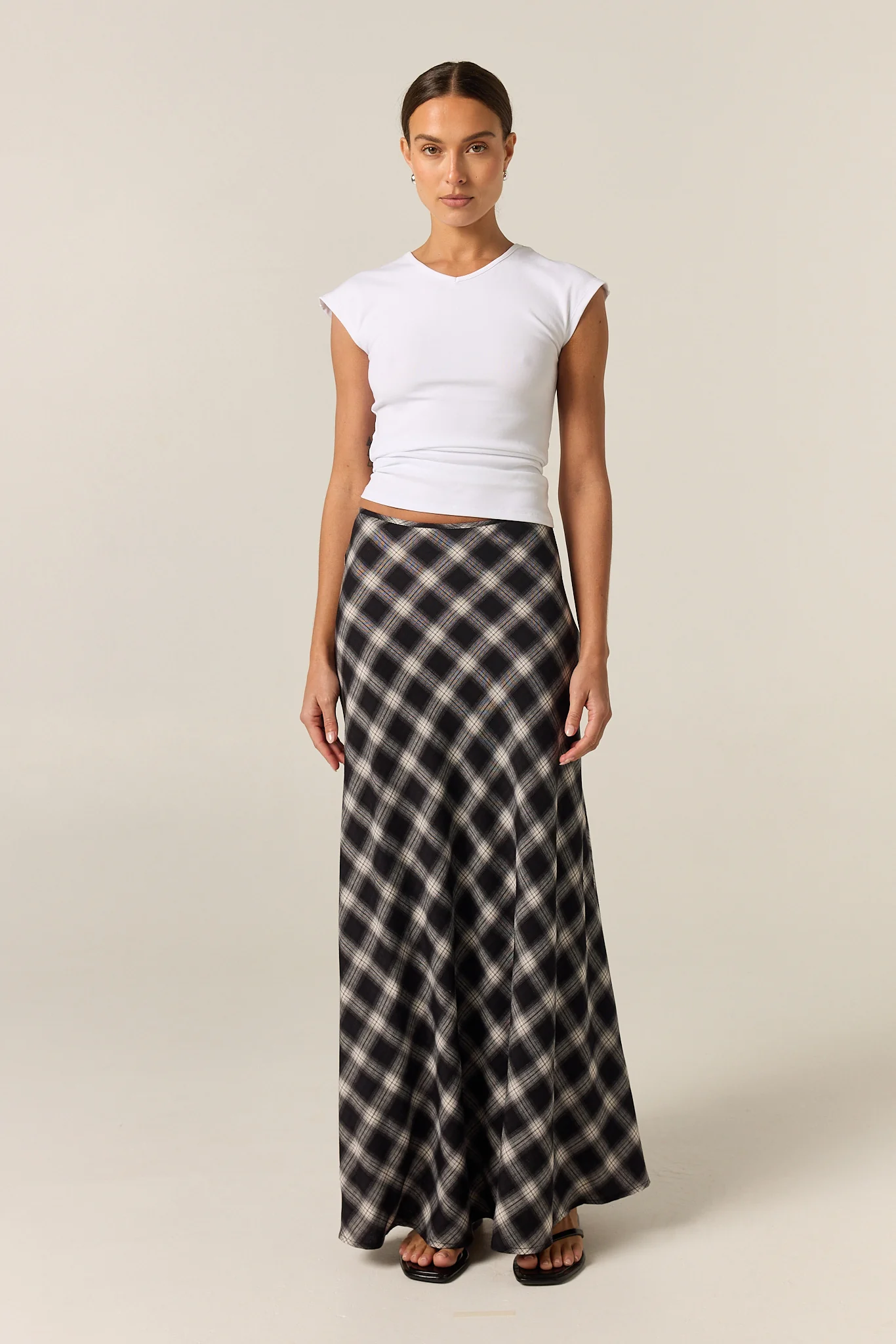 Lainey Midi Skirt (Black Plaid) - Image 5