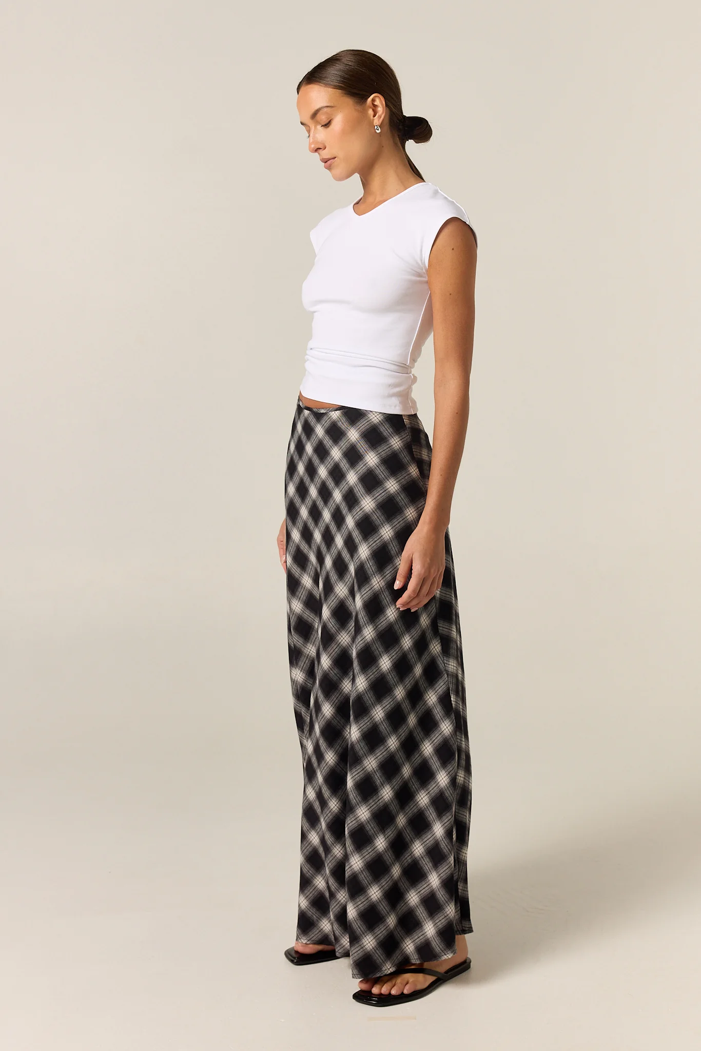 Lainey Midi Skirt (Black Plaid) - Image 6