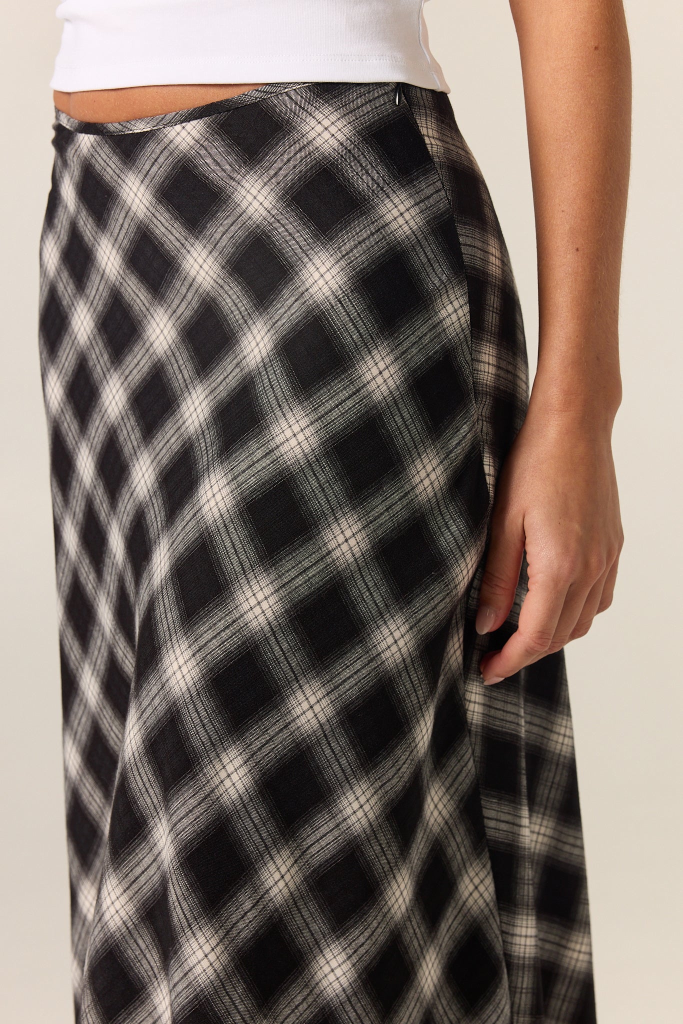 Lainey Midi Skirt (Black Plaid) - Image 7