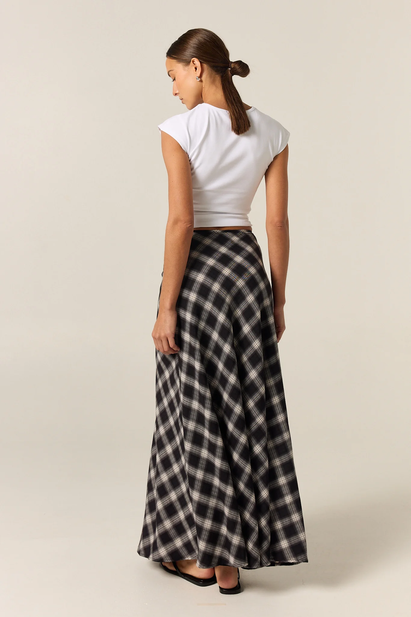 Lainey Midi Skirt (Black Plaid) - Image 9