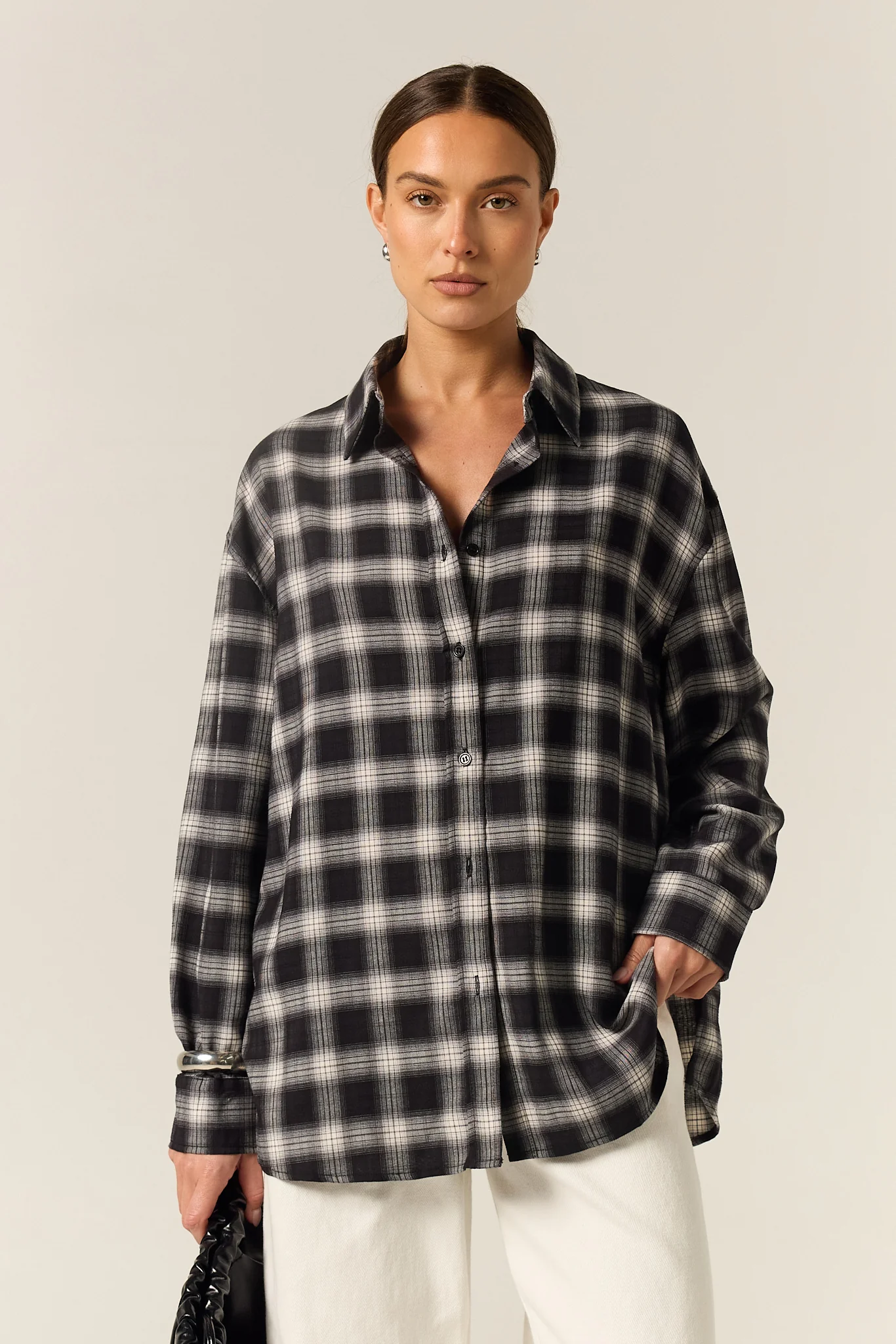Lainey Shirt (Black Plaid) - Image 3