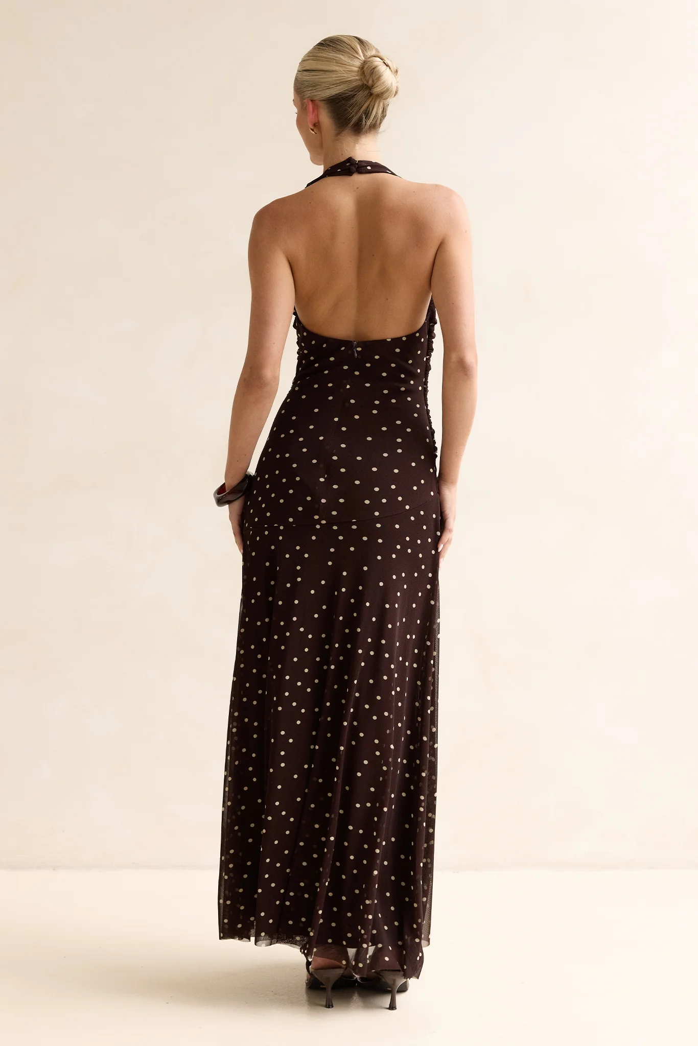 Lana Maxi Dress (Choc Micro Polka) - Image 9