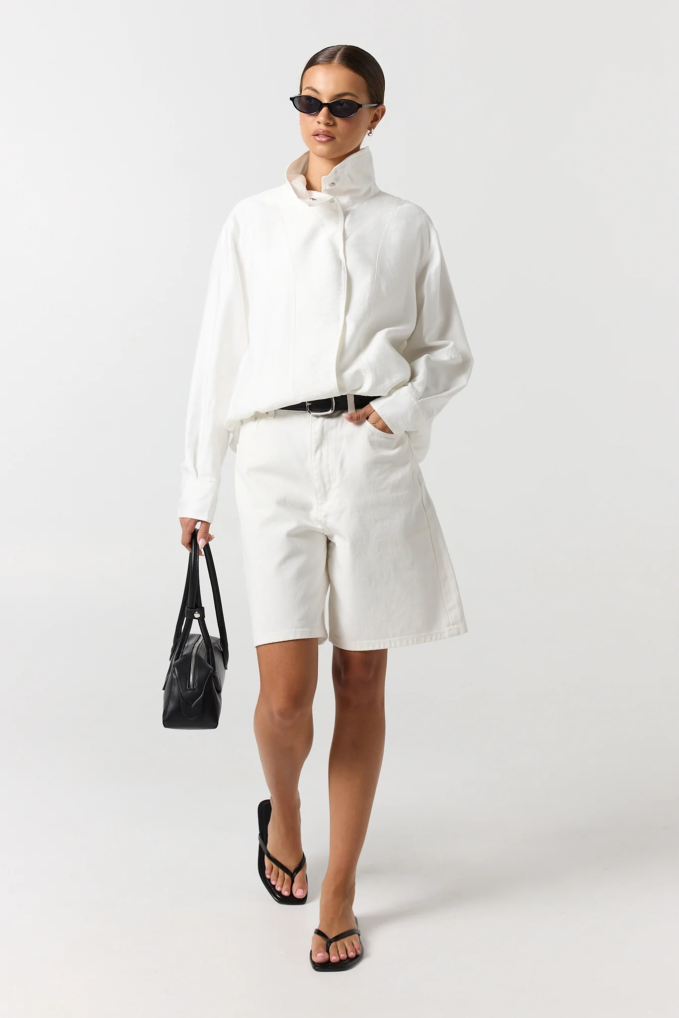 Lara Funnel Neck Bomber (White) - Image 3