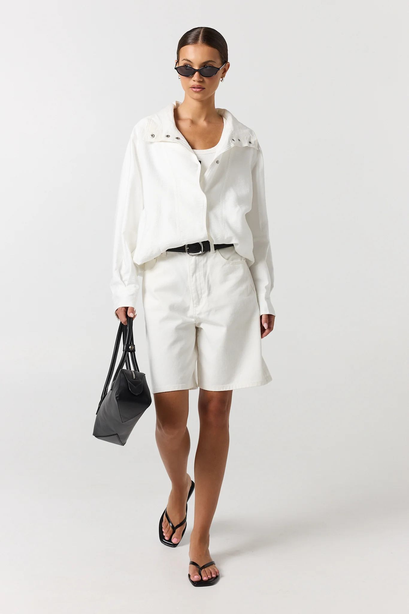 Lara Funnel Neck Bomber (White) - Image 4