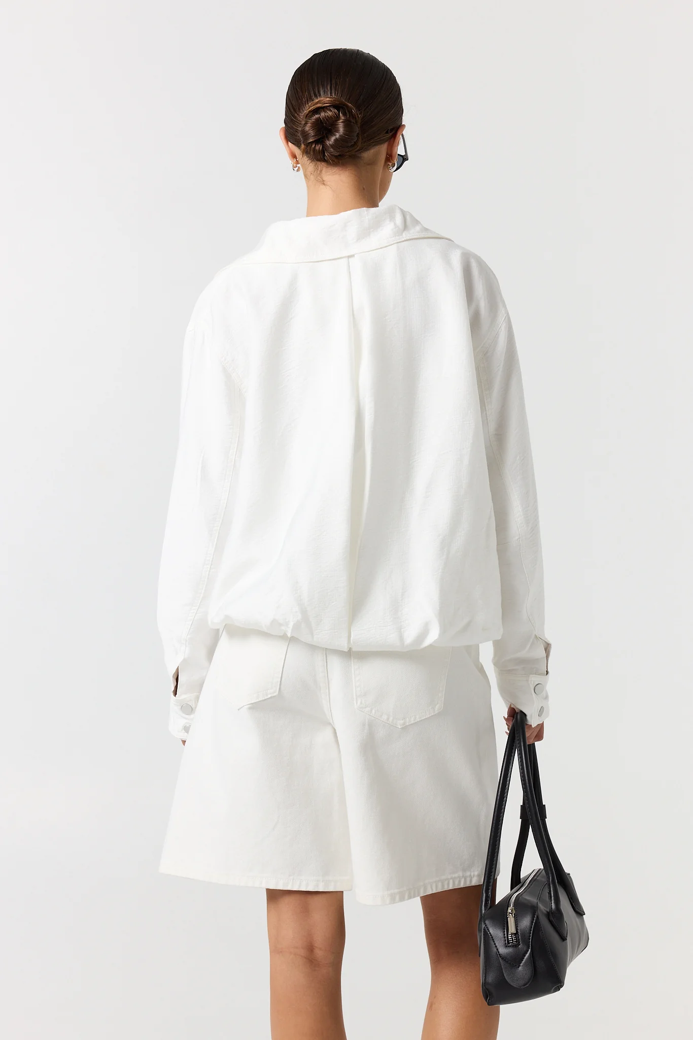 Lara Funnel Neck Bomber (White) - Image 5
