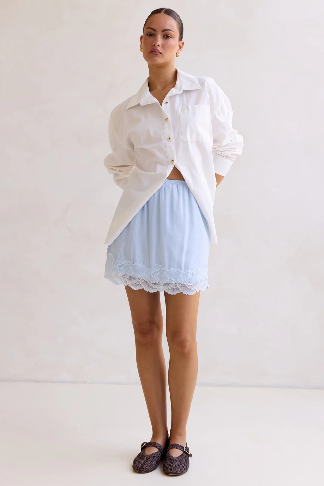 Leia Lace Mini Skirt (Blue) - Image 6