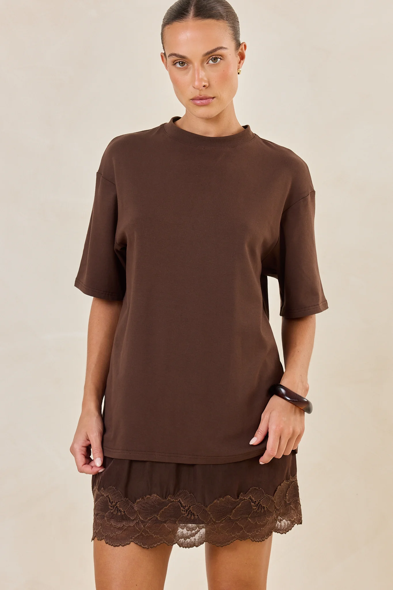 Leia Lace Mini Skirt (Chocolate) - Image 3