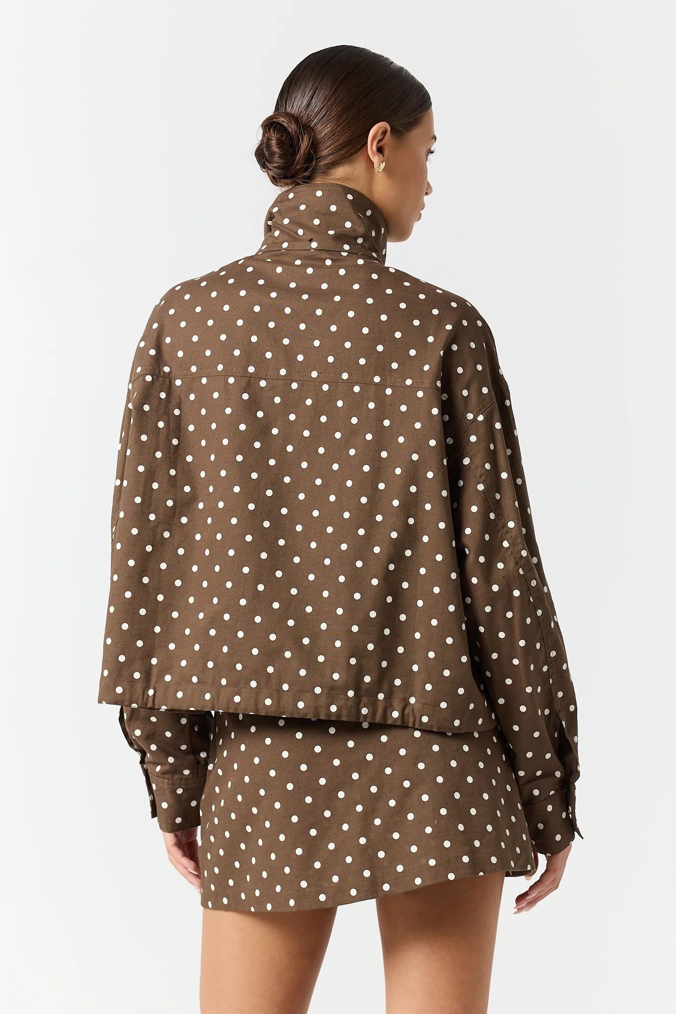 Lennox Funnel Bomber Jacket (Chocolate Polka) - Image 8