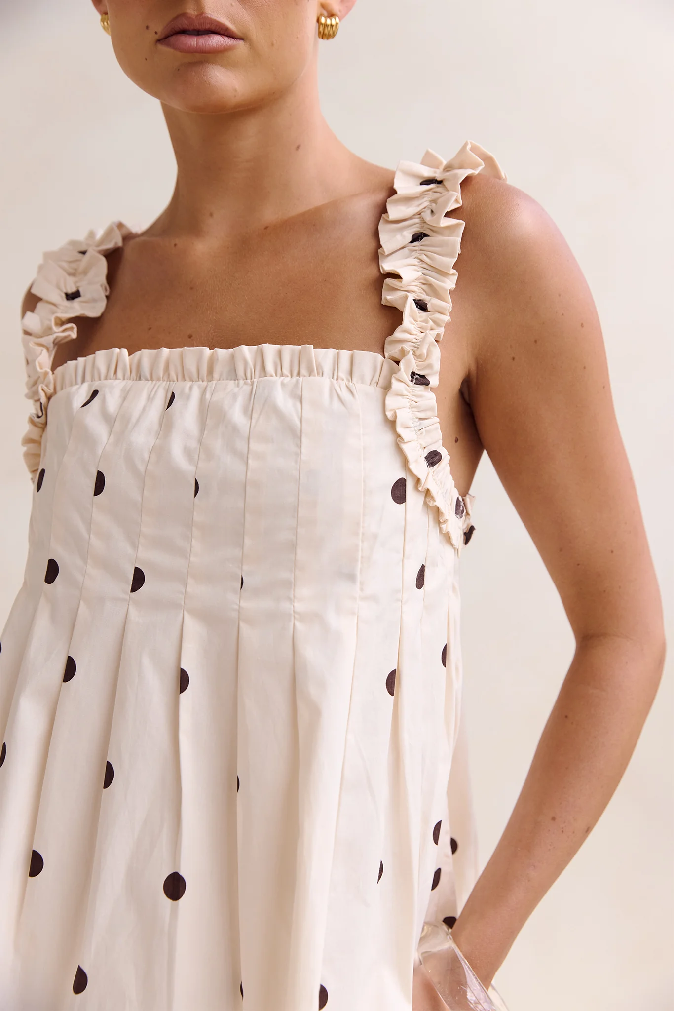 Lila Mini Dress (Cream/Chocolate Polka) - Image 8