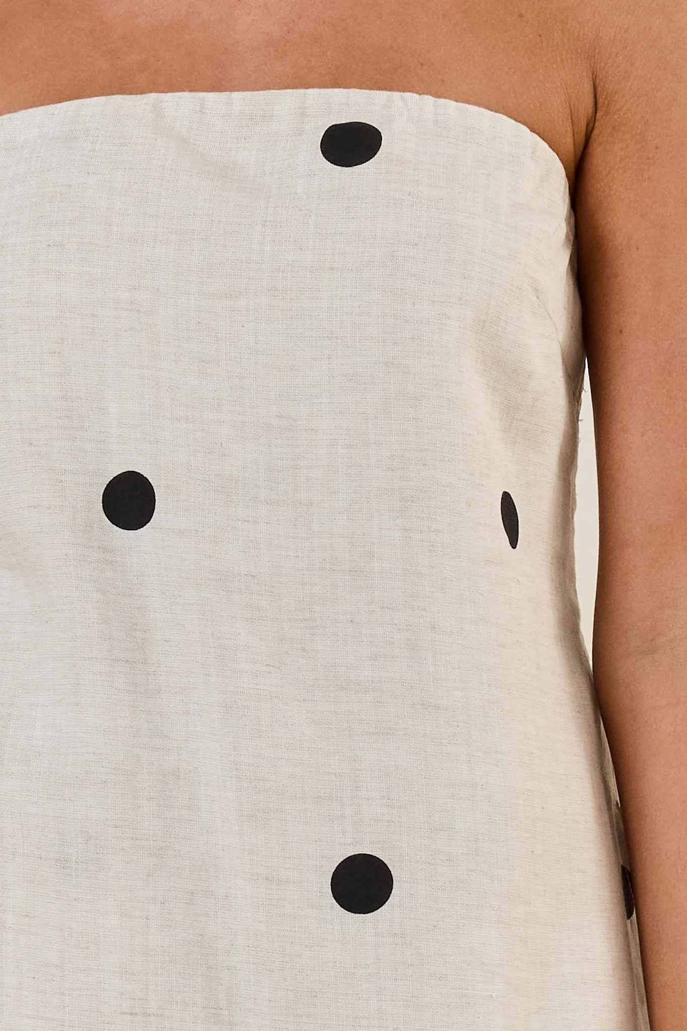 Maxine Strapless Top (Beige/Black Polka) - Image 2